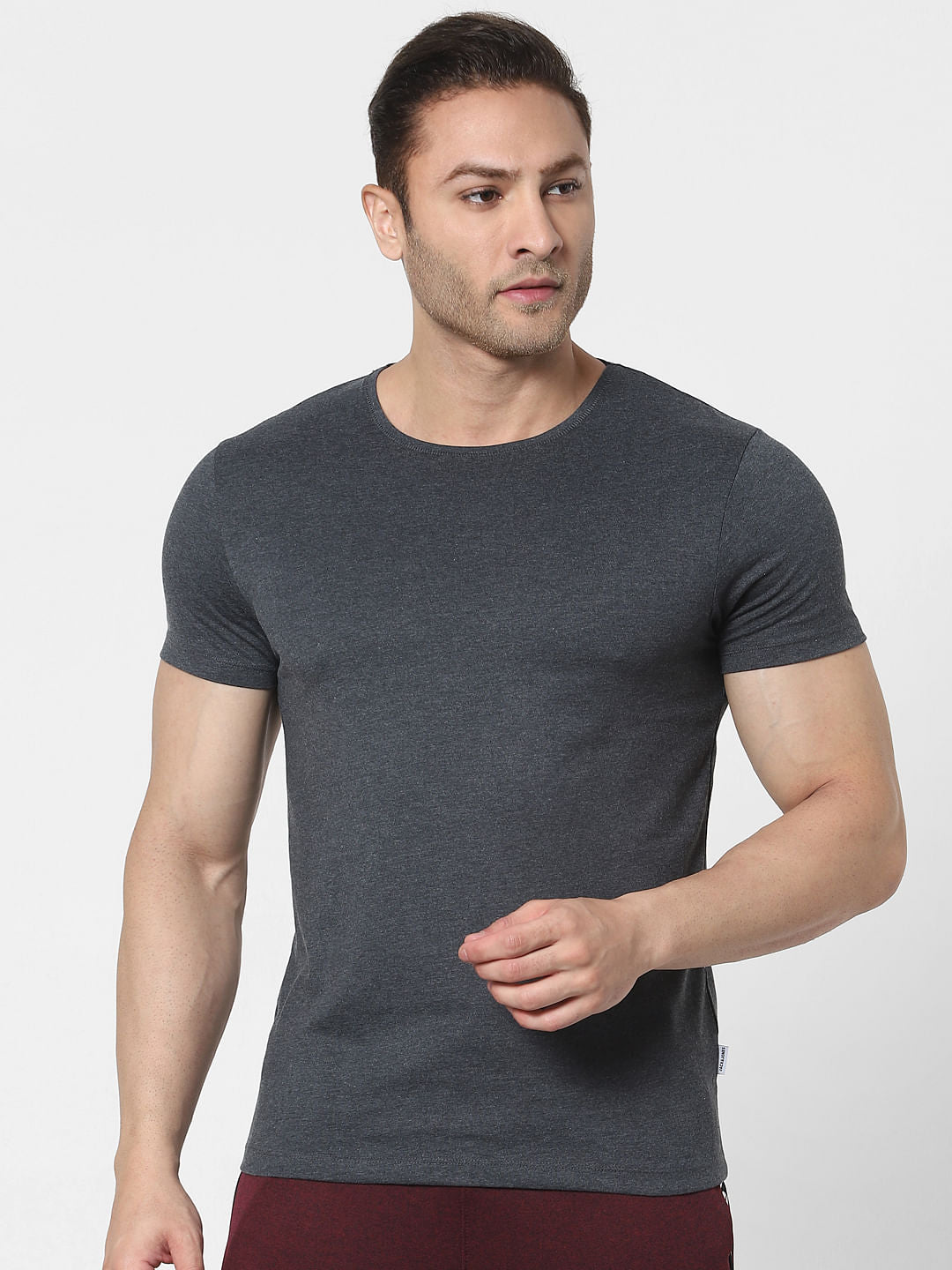 Red & Grey Crew Neck T-shirts - Pack of 2