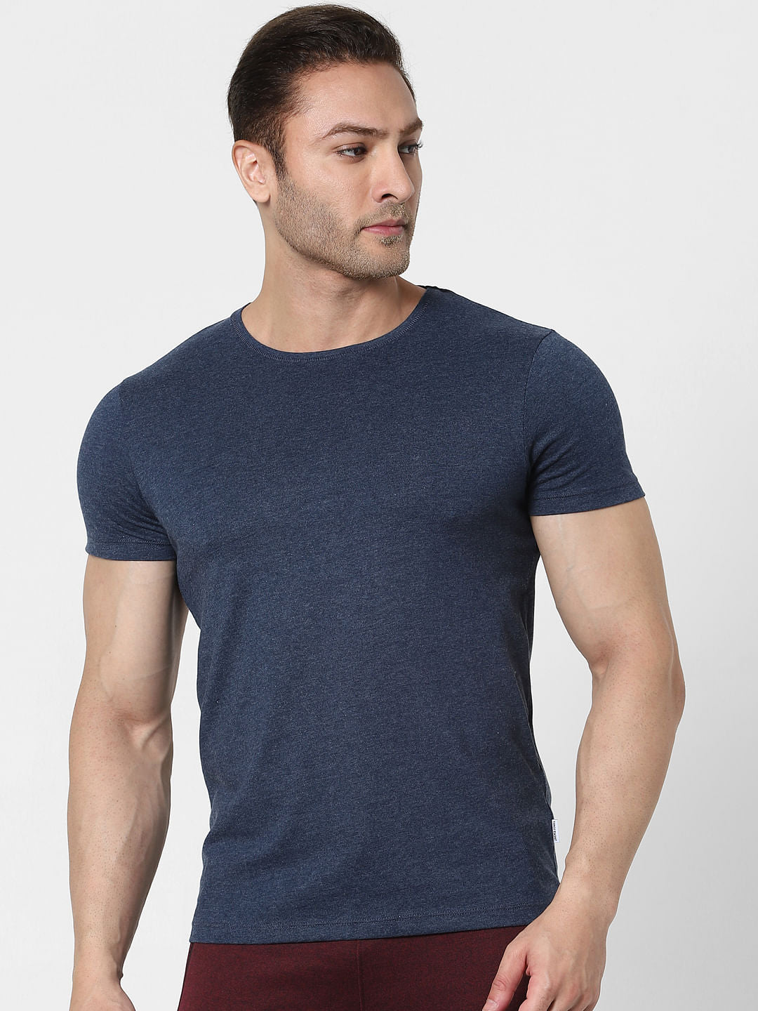 Orange & Blue Crew Neck T-shirts - Pack of 2