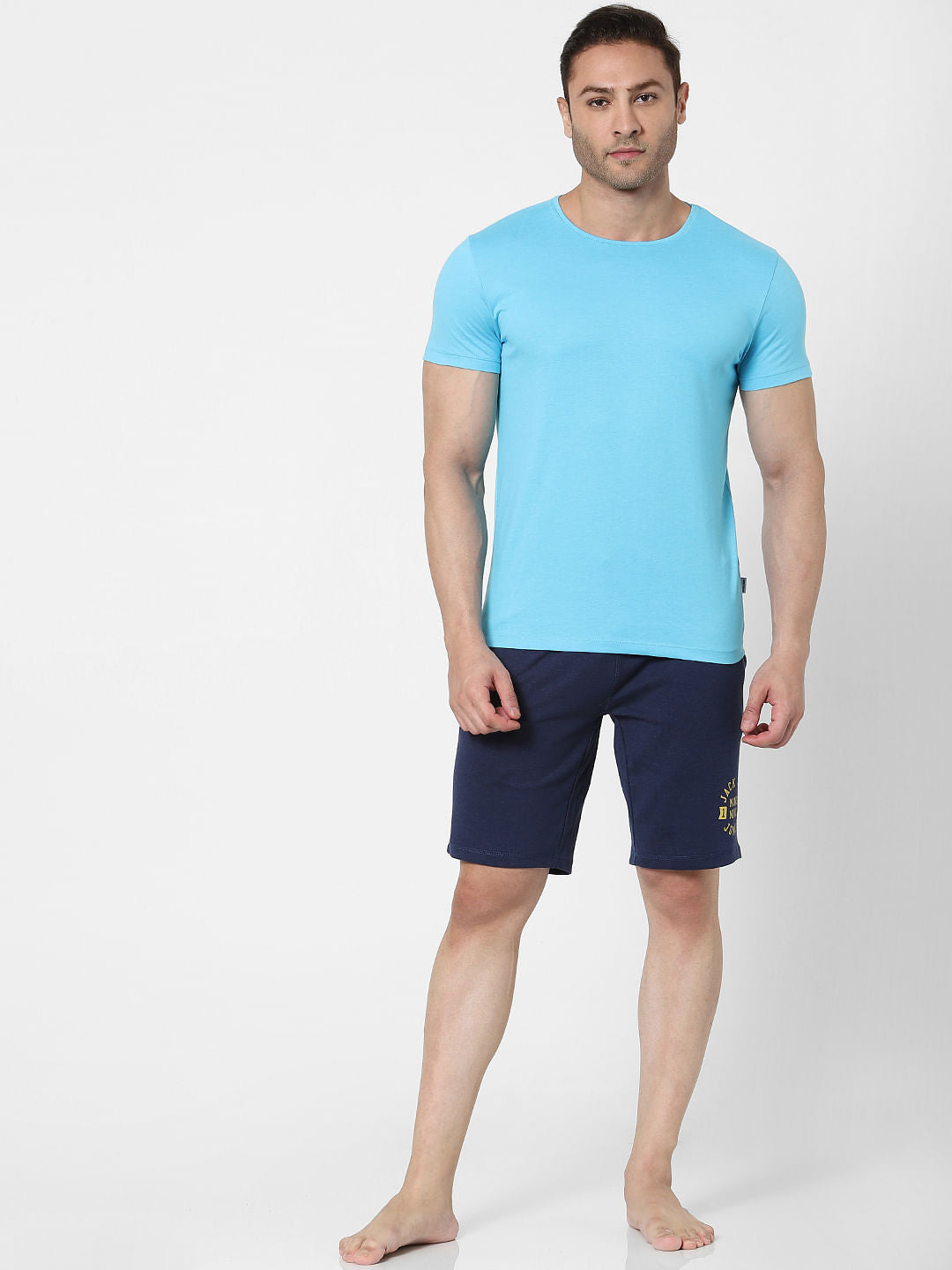 Blue & Yellow Crew Neck T-shirts - Pack of 2