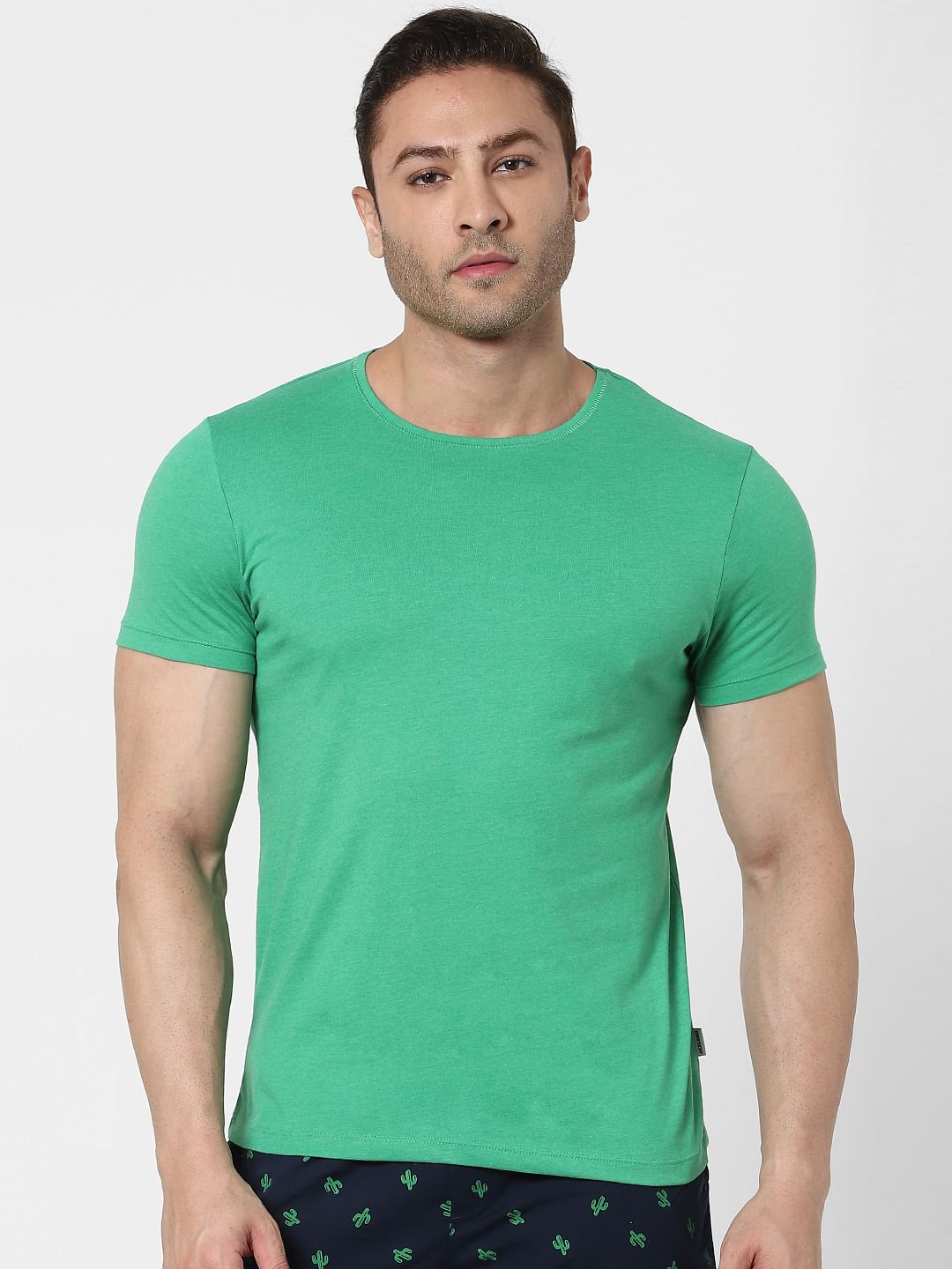 Blue & Green Crew Neck T-shirts - Pack of 2