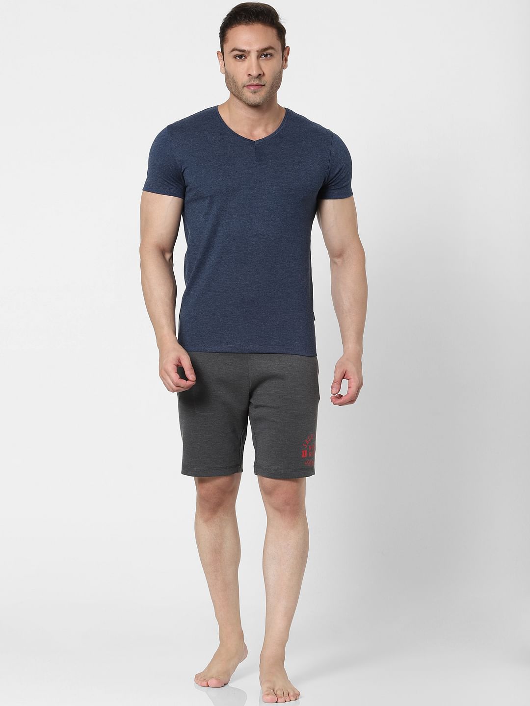 Red & Grey V Neck T-shirts - Pack of 2