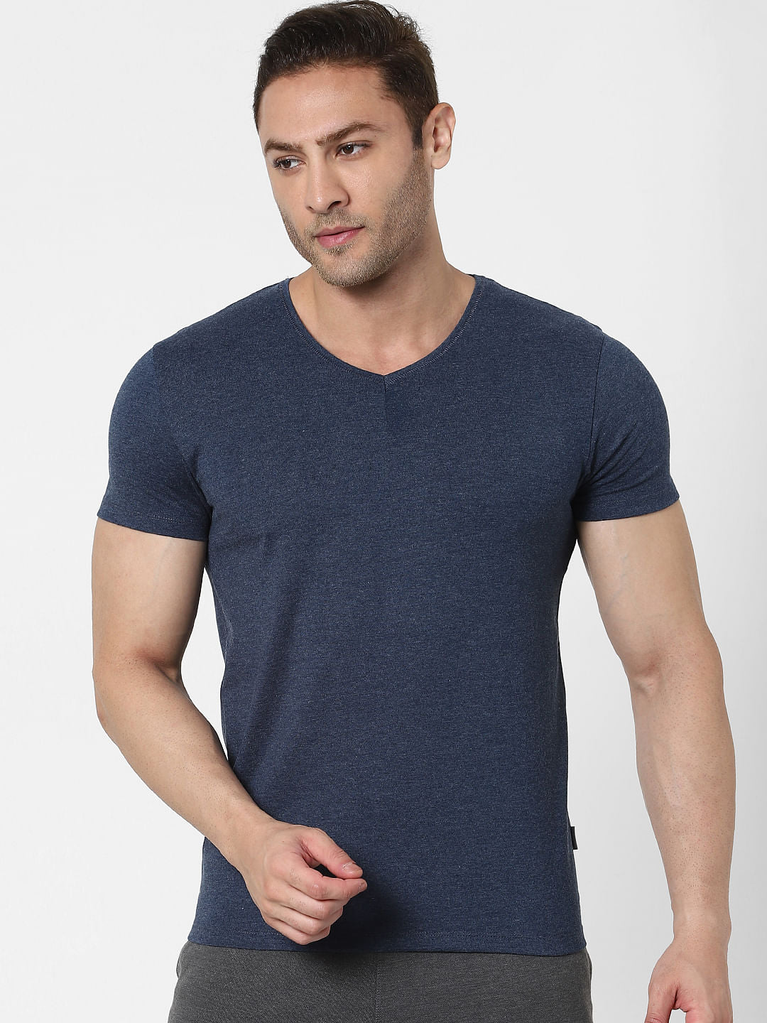 Red & Grey V Neck T-shirts - Pack of 2