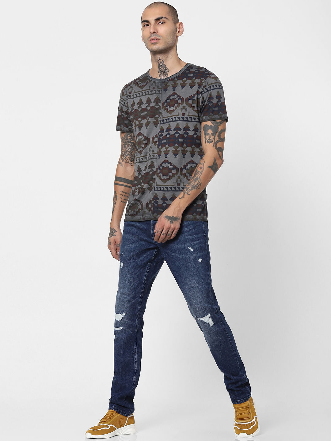 Blue Low Rise Glenn Ripped Slim Jeans - 28/30