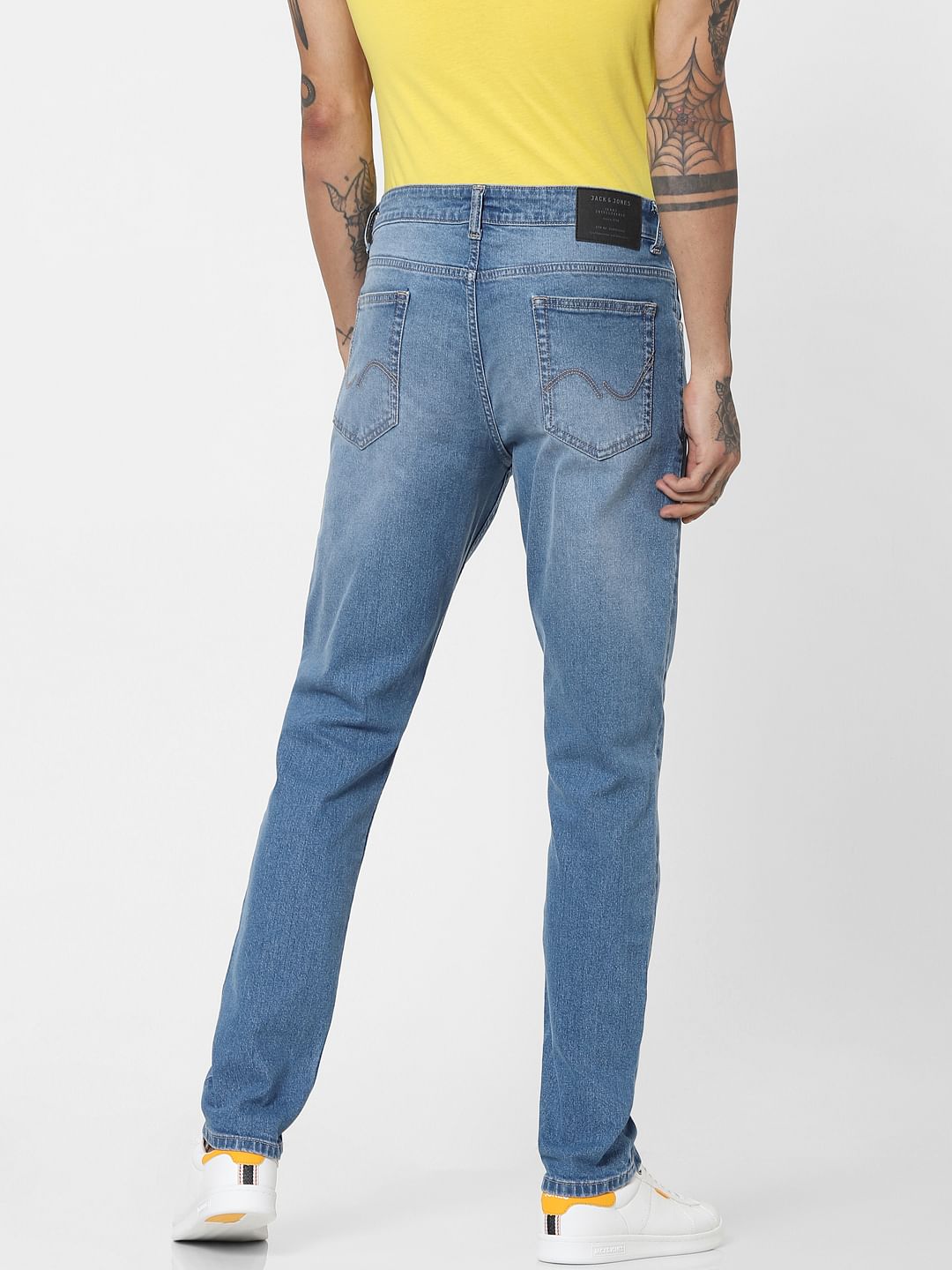 Blue Low Rise Glenn Ripped Slim Jeans