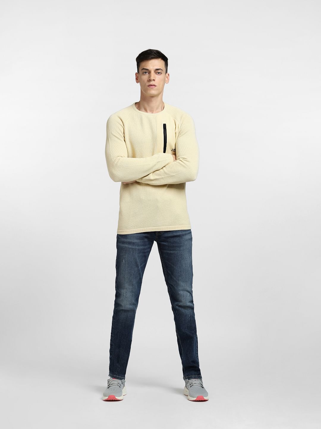 Beige Textured Pullover
