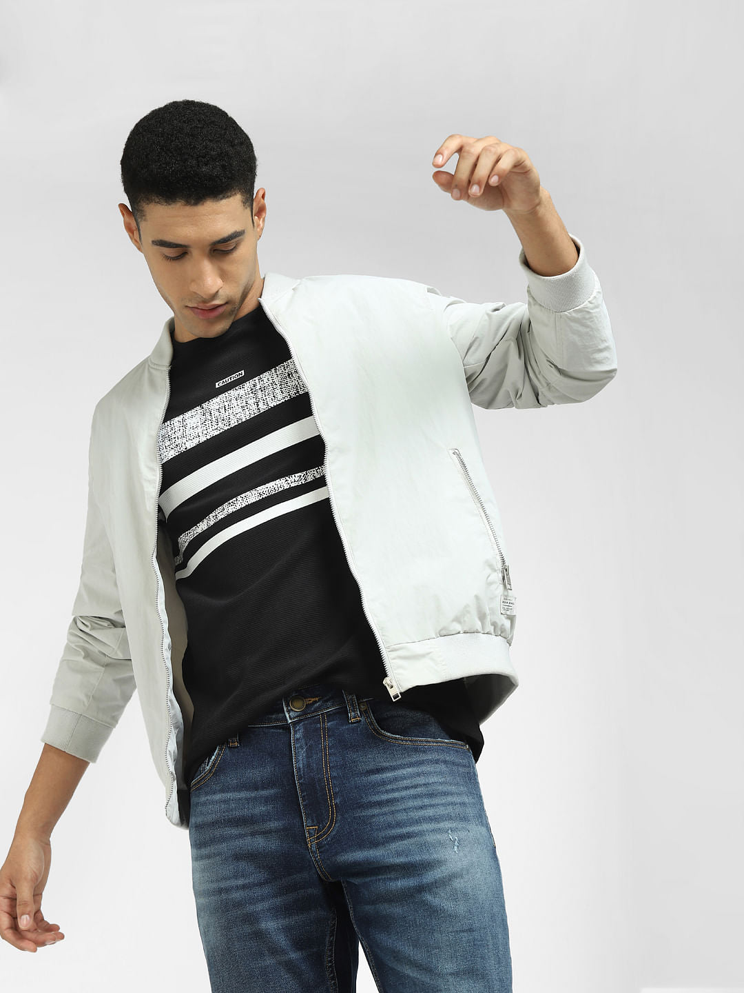 Black Striped Crew Neck T-shirt - S