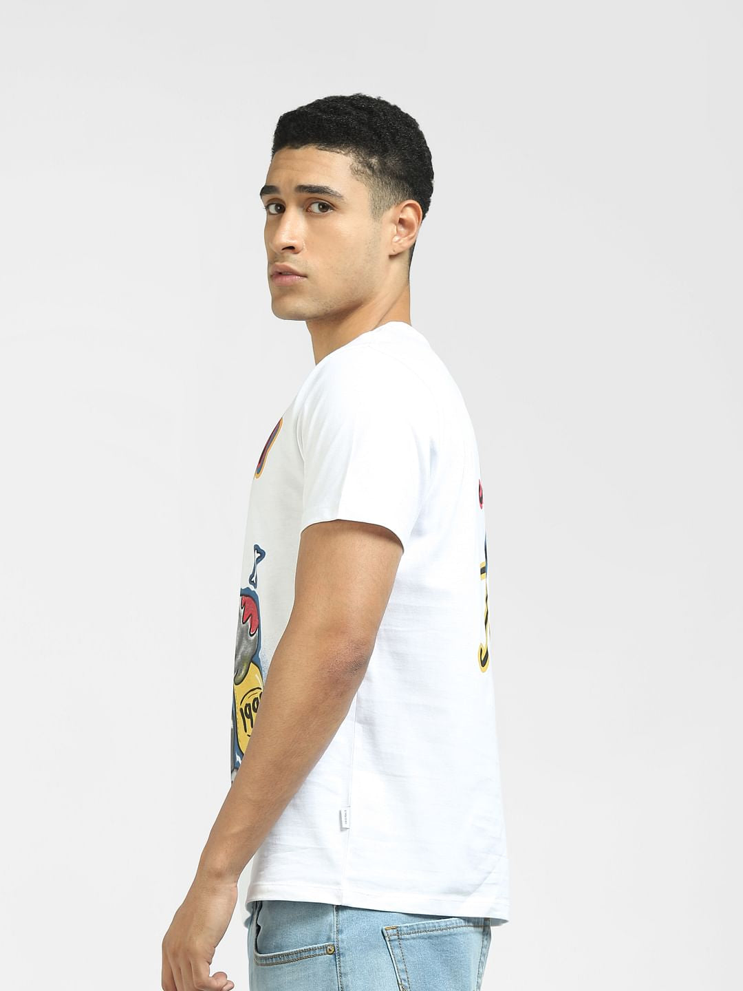 White Logo Print Crew Neck T-shirt