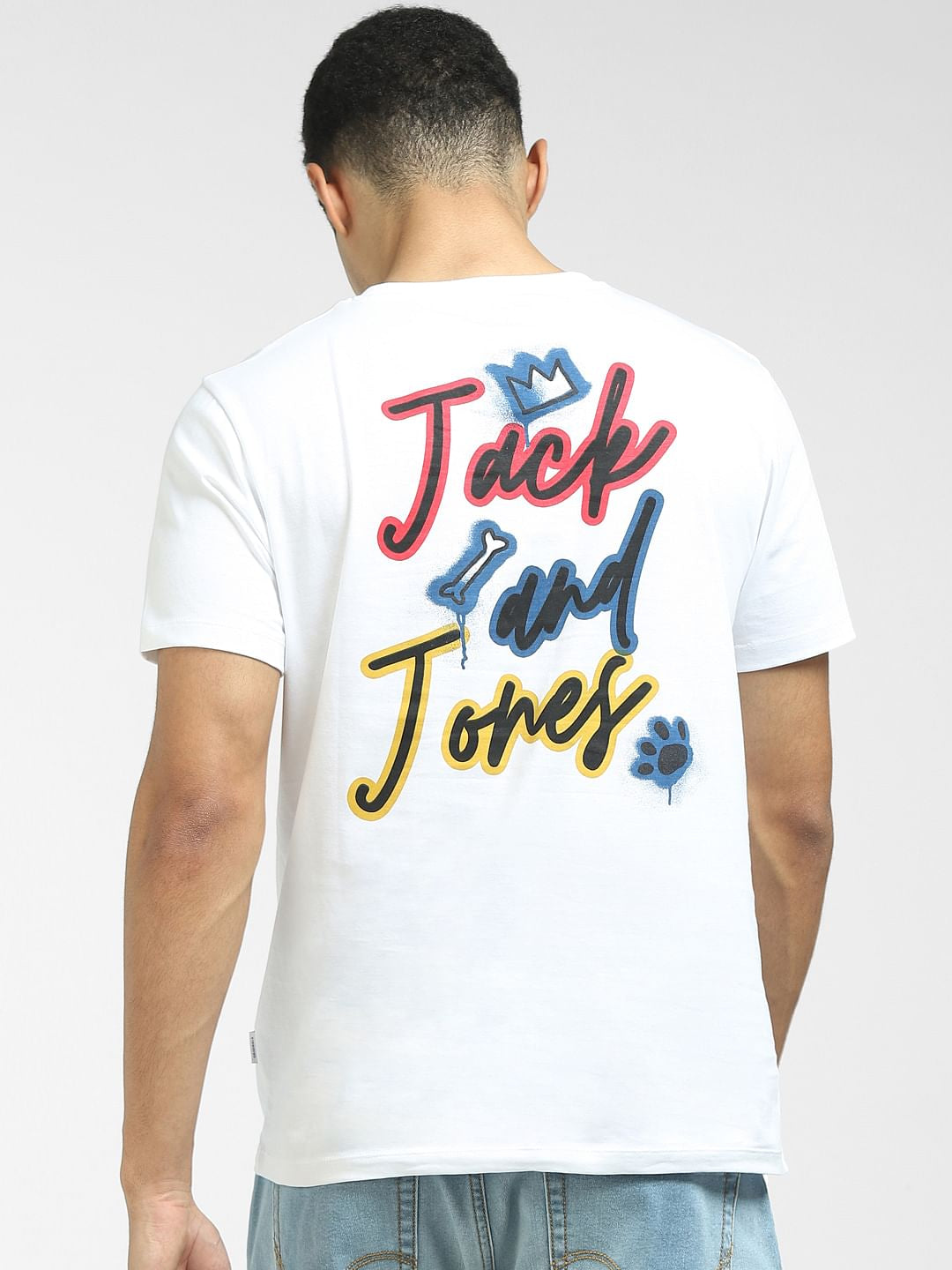 White Logo Print Crew Neck T-shirt