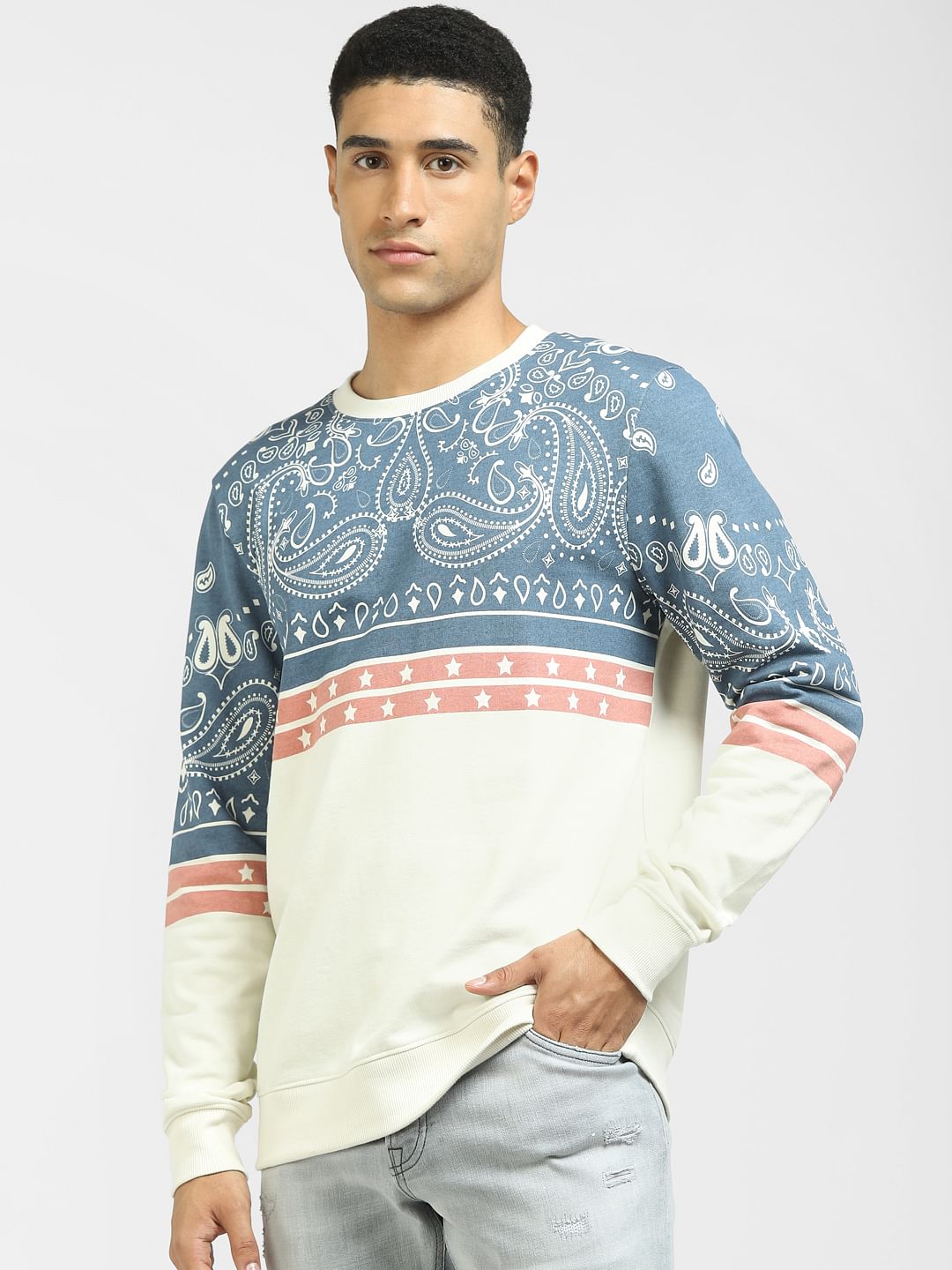 White Colourblocked Sweatshirt