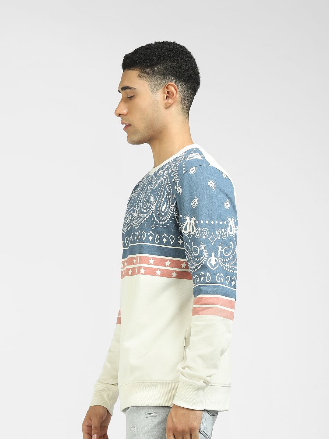 White Colourblocked Sweatshirt