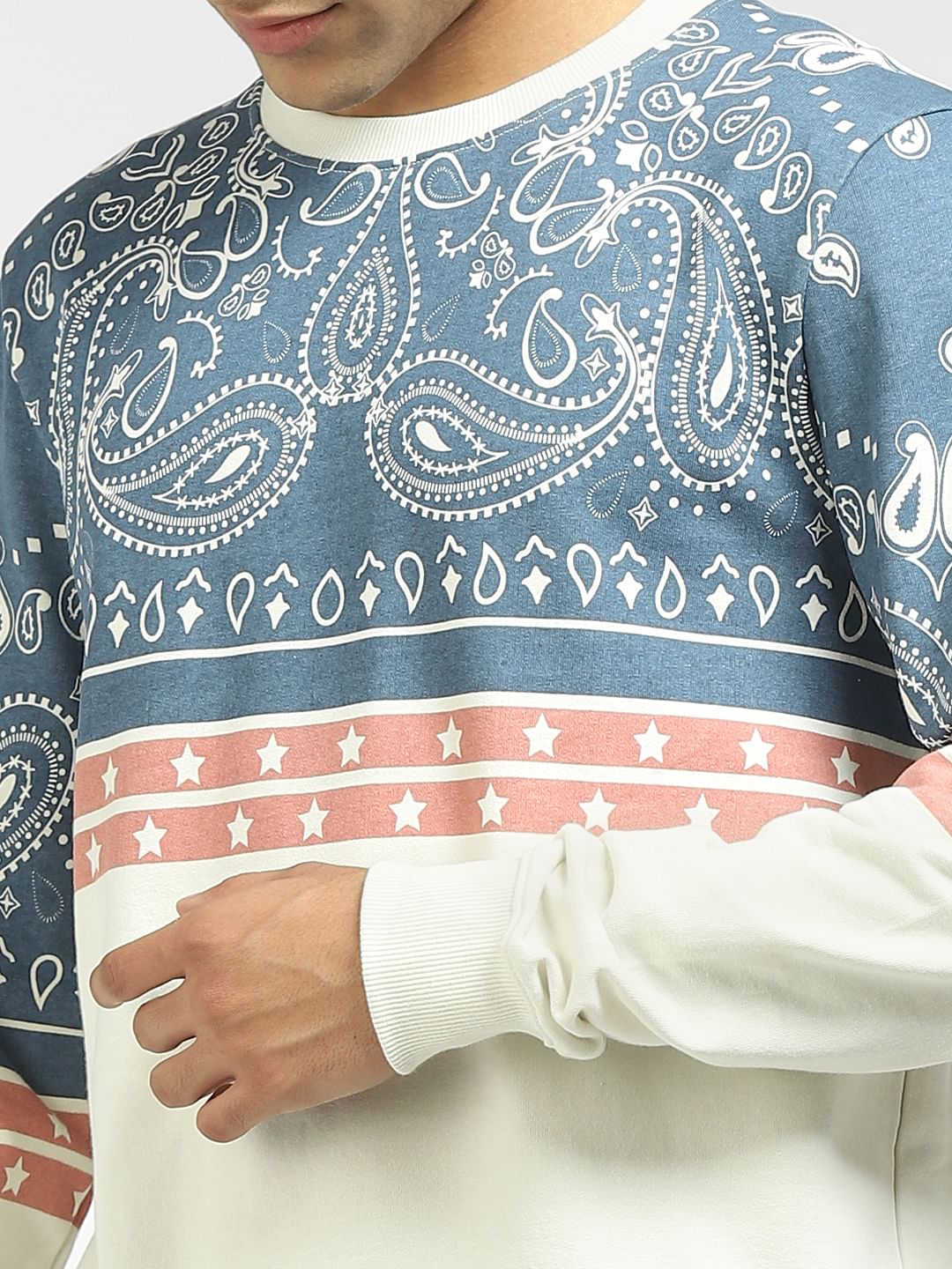 White Colourblocked Sweatshirt