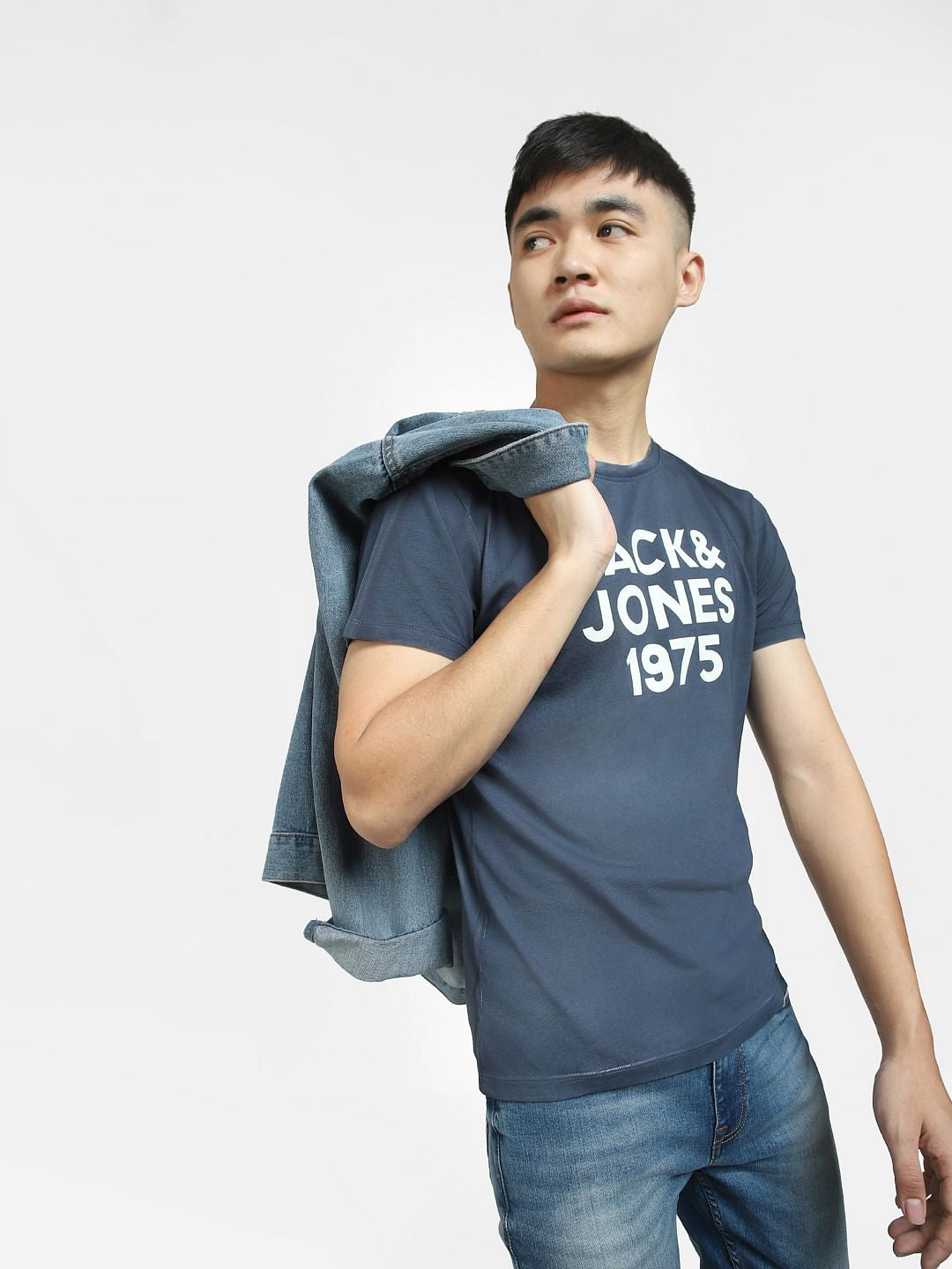 Blue Logo Print Crew Neck T-shirt