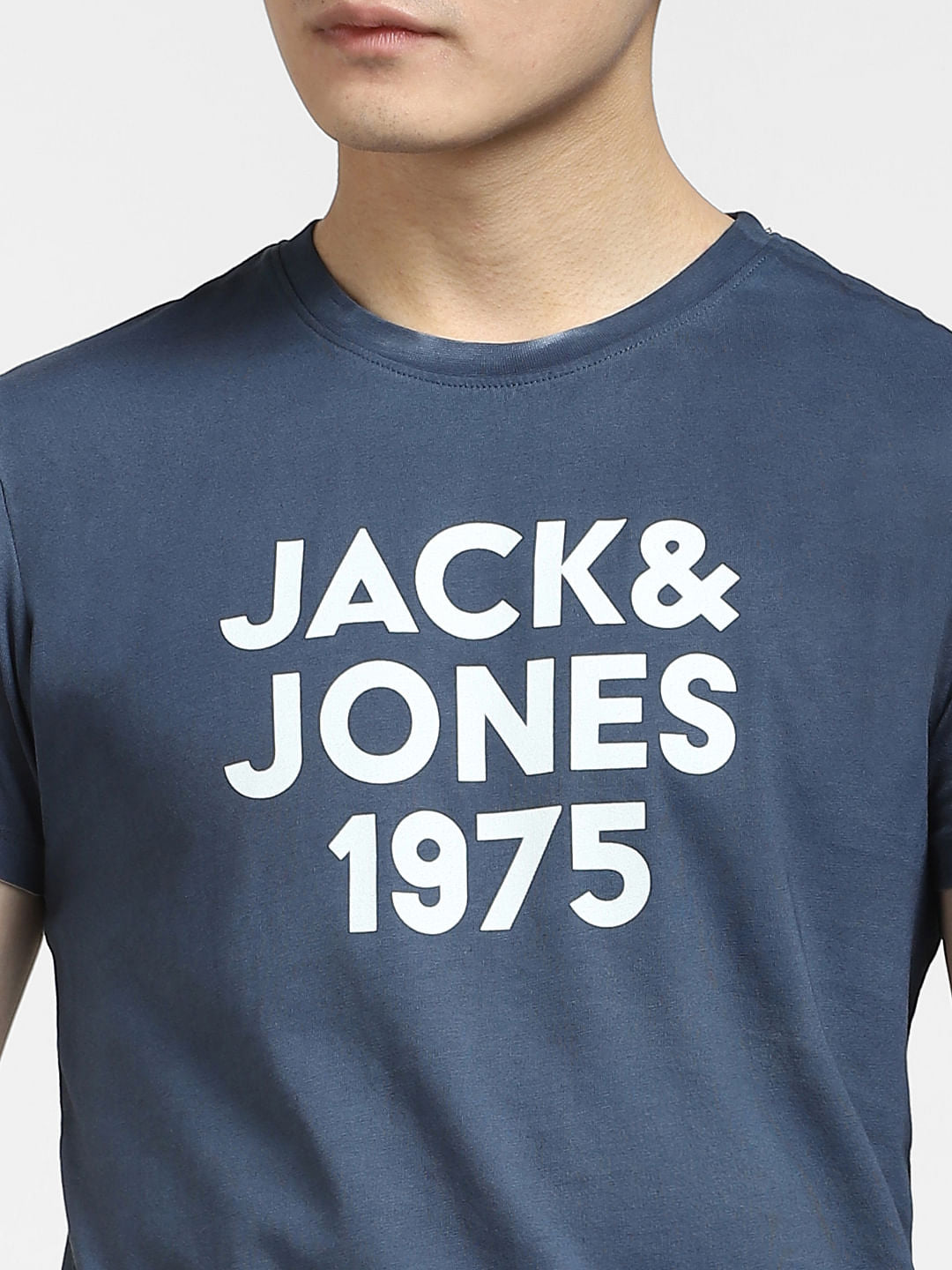 Blue Logo Print Crew Neck T-shirt