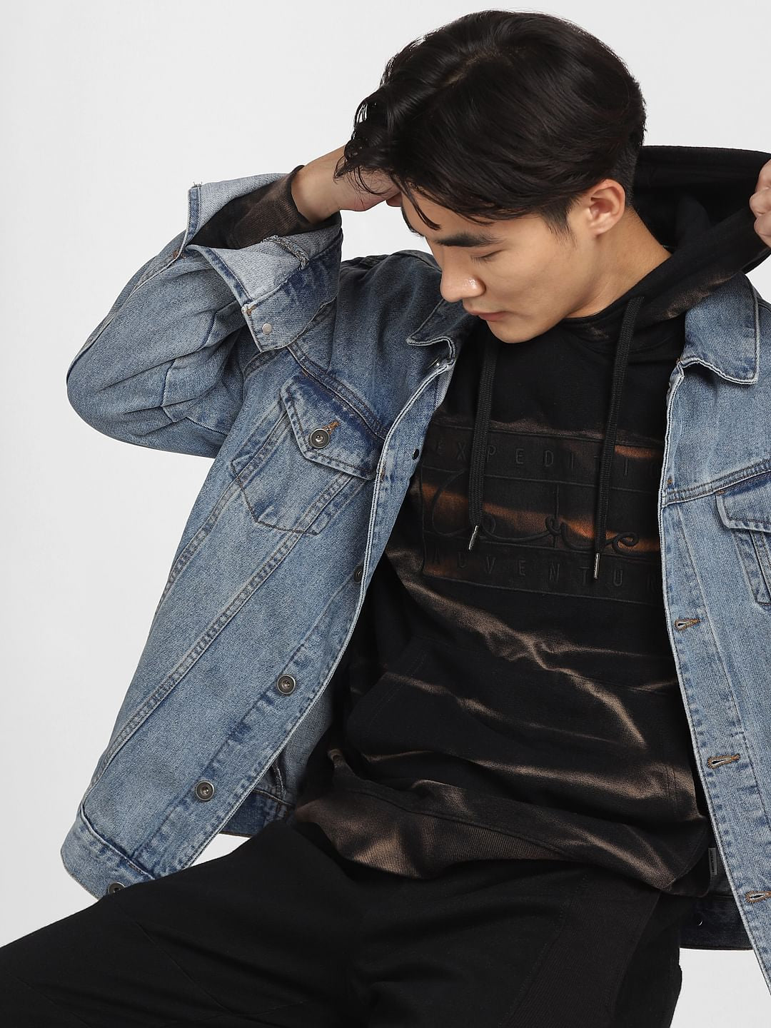 Black Printed Hooded Sweatshirt - S