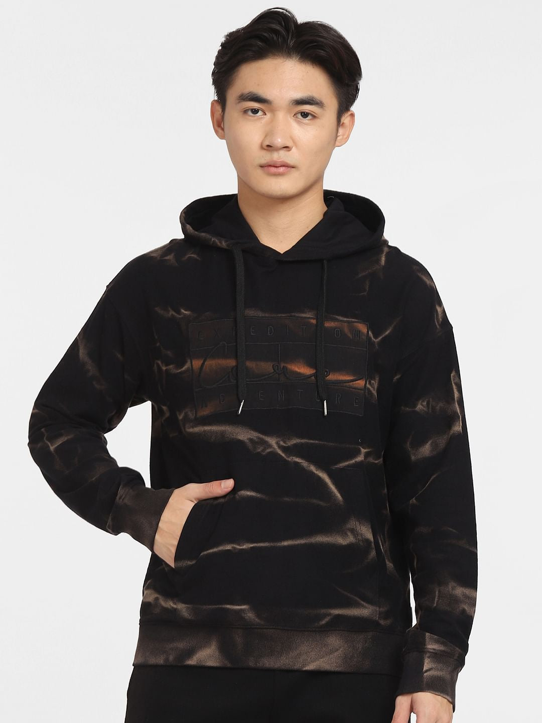 Black Printed Hooded Sweatshirt
