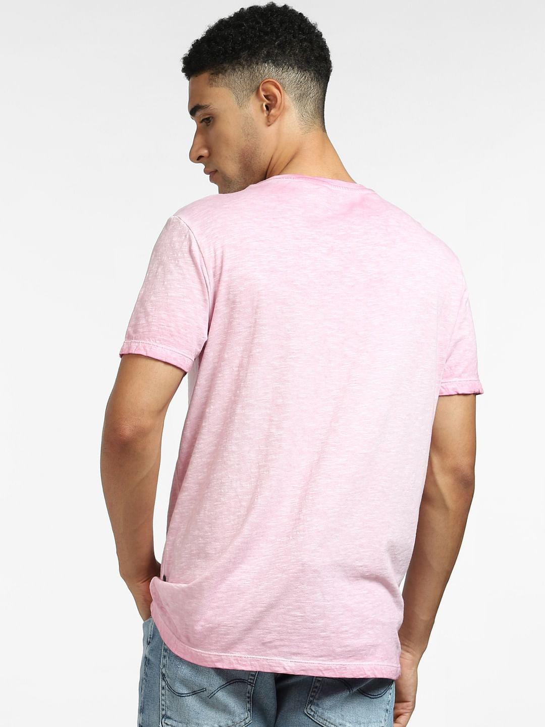 Pink Mushroom Print Crew Neck T-shirt