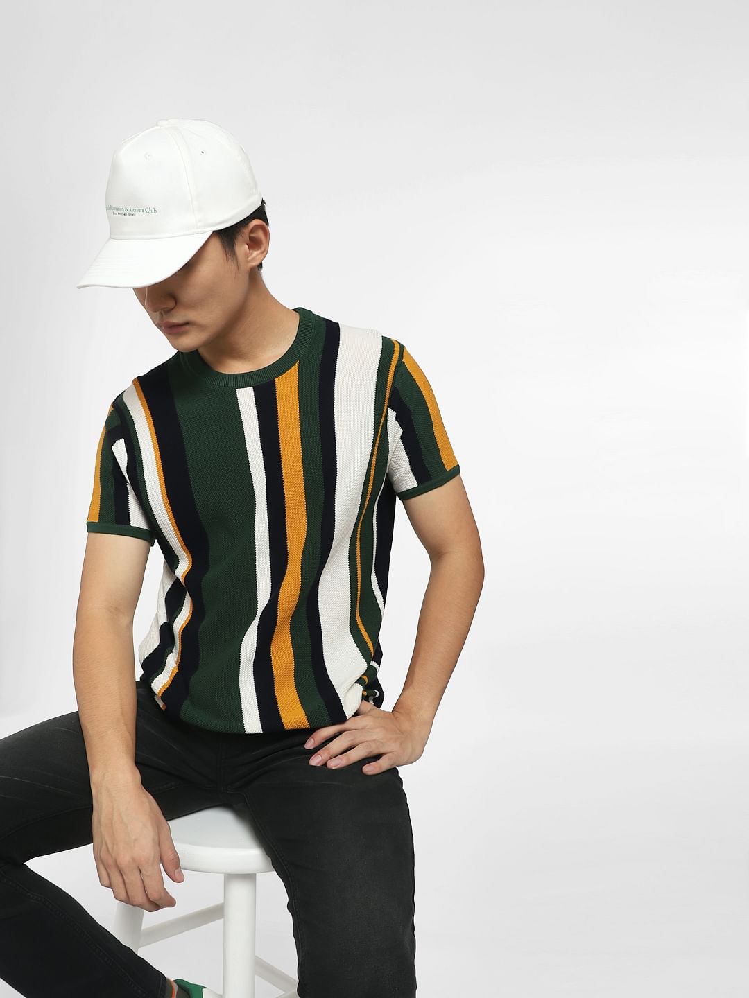 Green Striped Knitted T-shirt