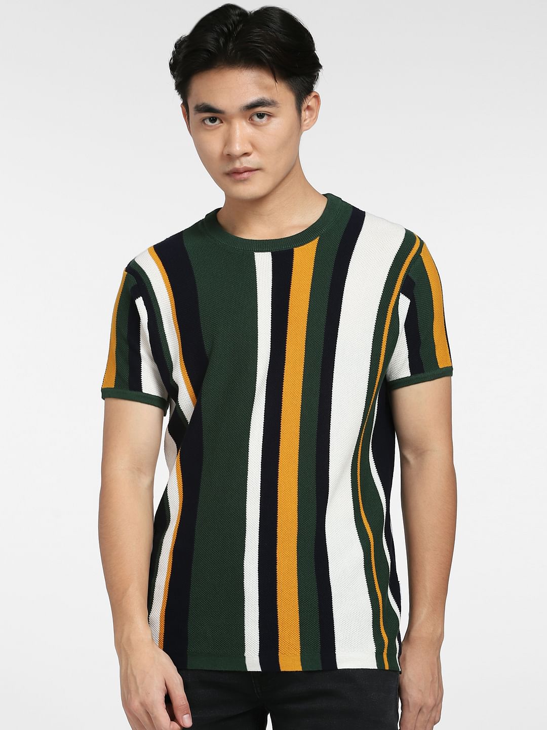 Green Striped Knitted T-shirt
