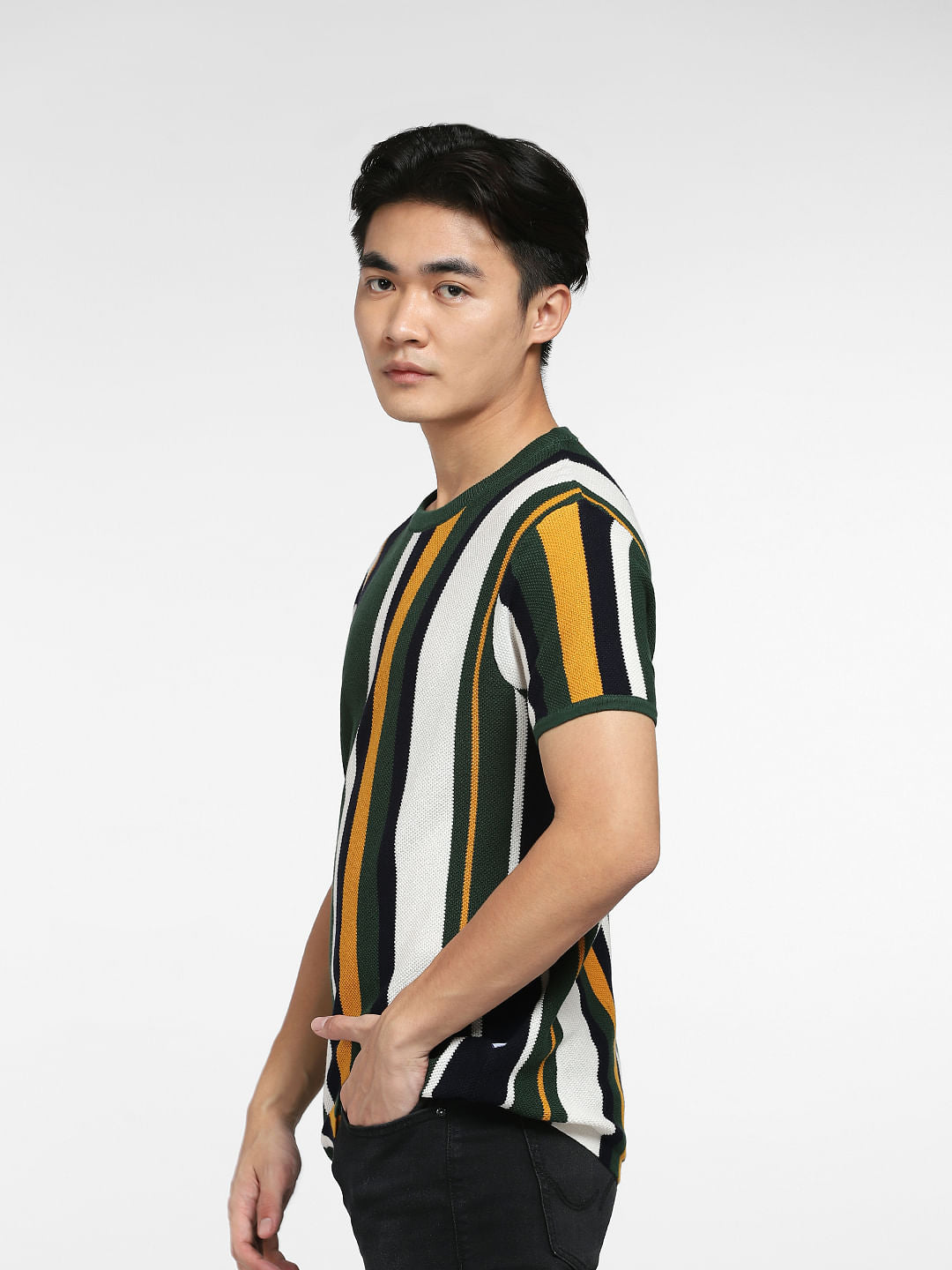 Green Striped Knitted T-shirt