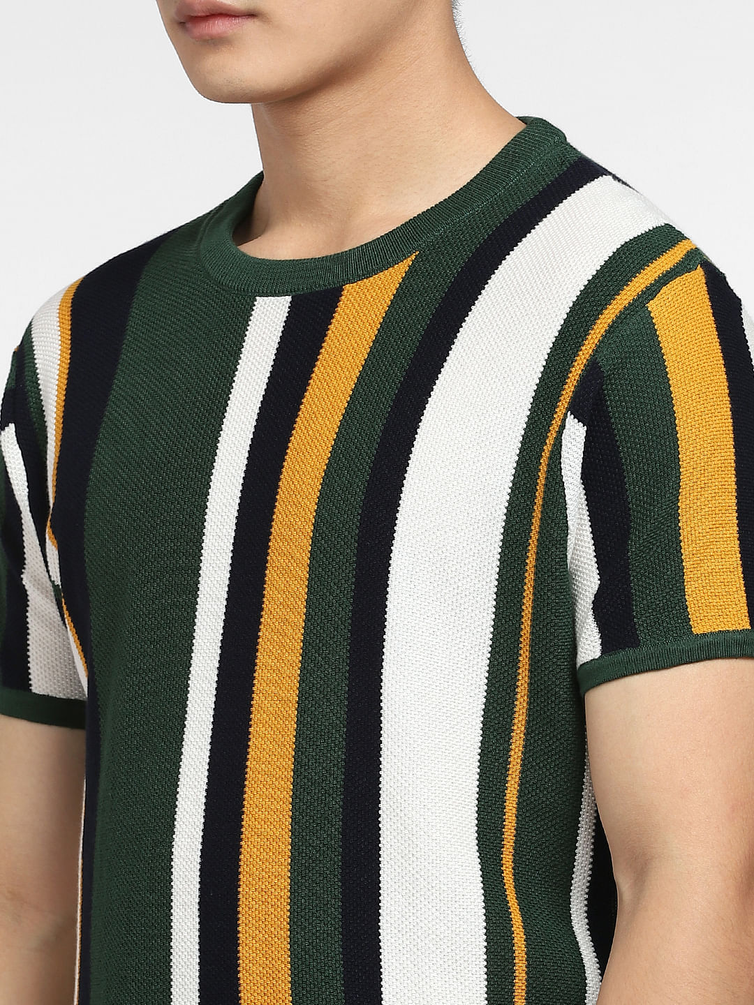 Green Striped Knitted T-shirt