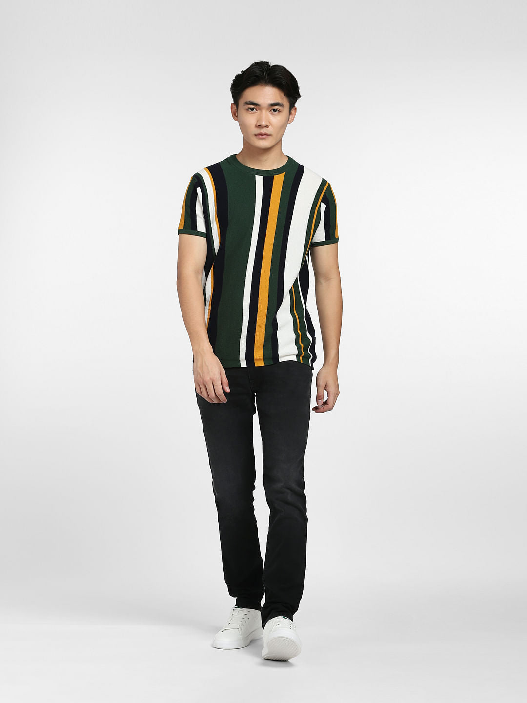 Green Striped Knitted T-shirt