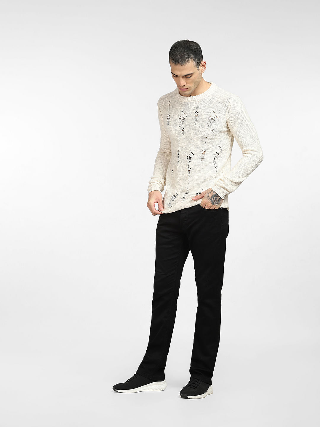 Beige Ripped Pullover