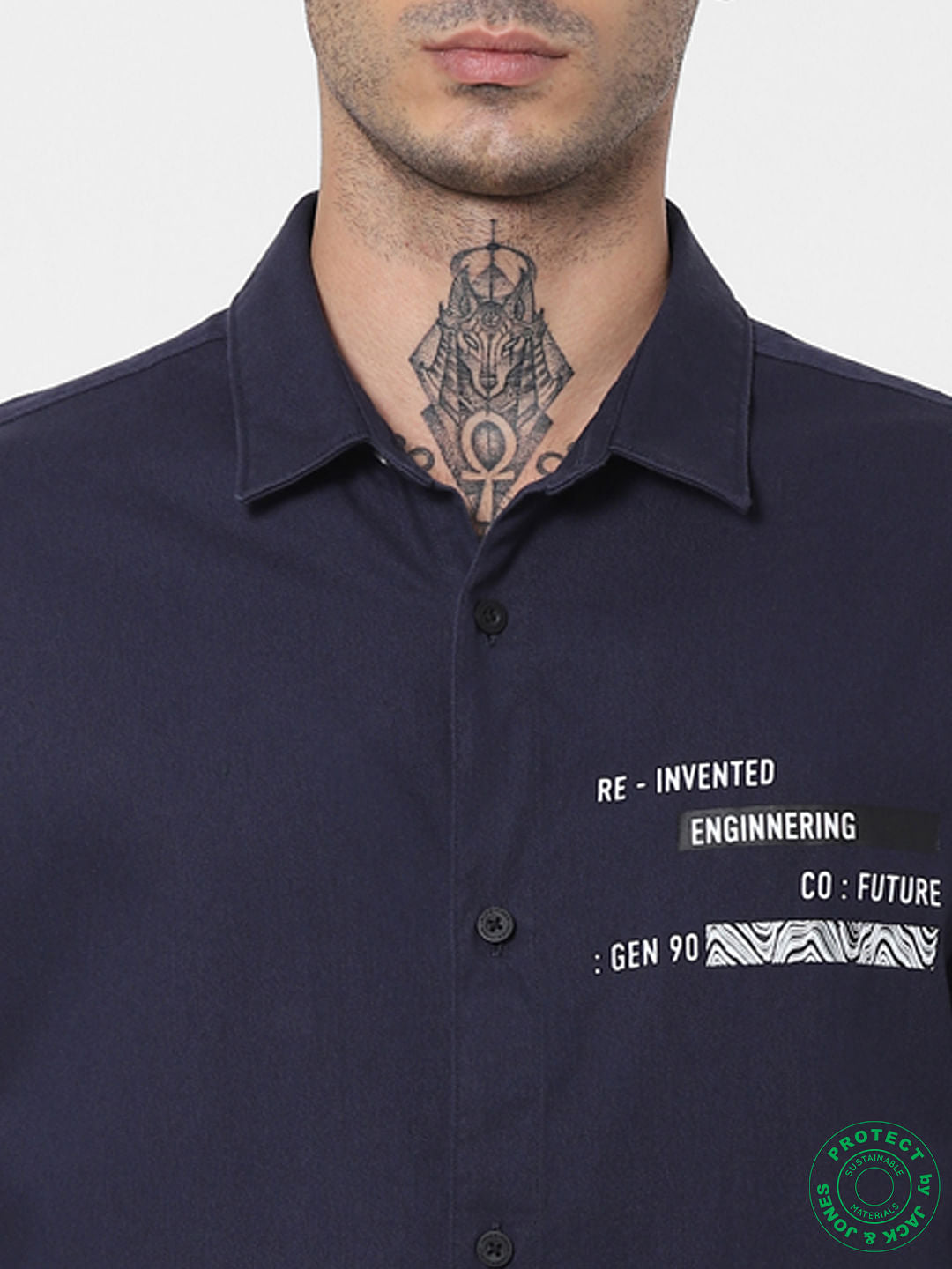Blue Printed Full Sleeves Shirt