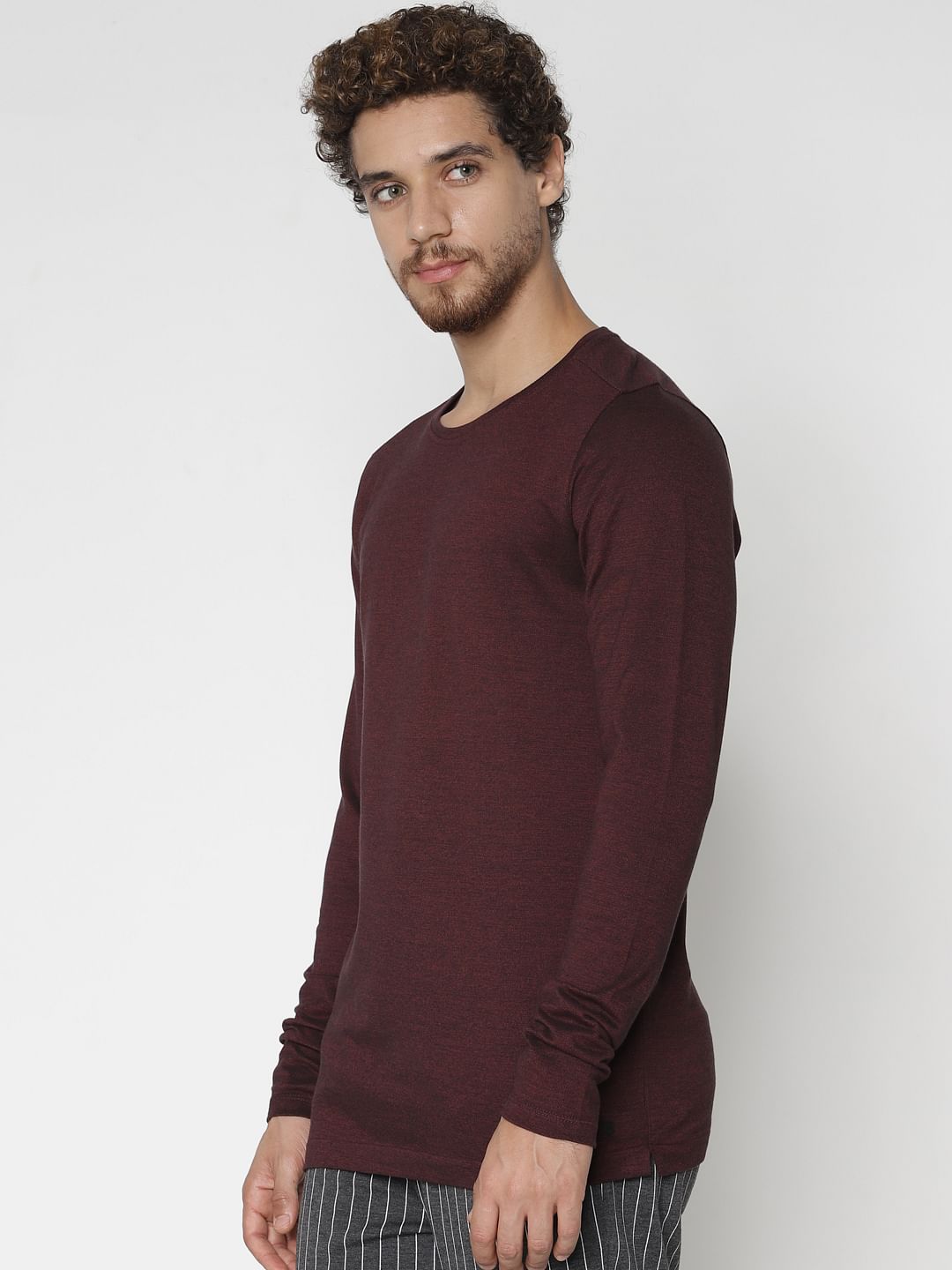 Maroon Knit Crew Neck T-shirt
