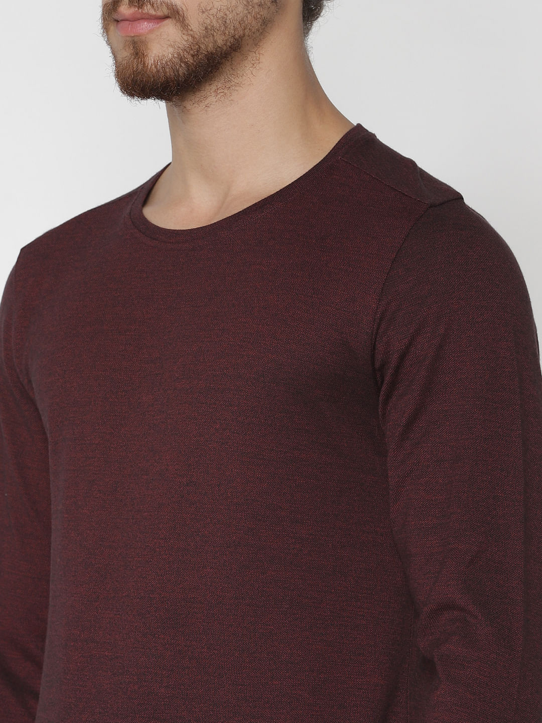 Maroon Knit Crew Neck T-shirt
