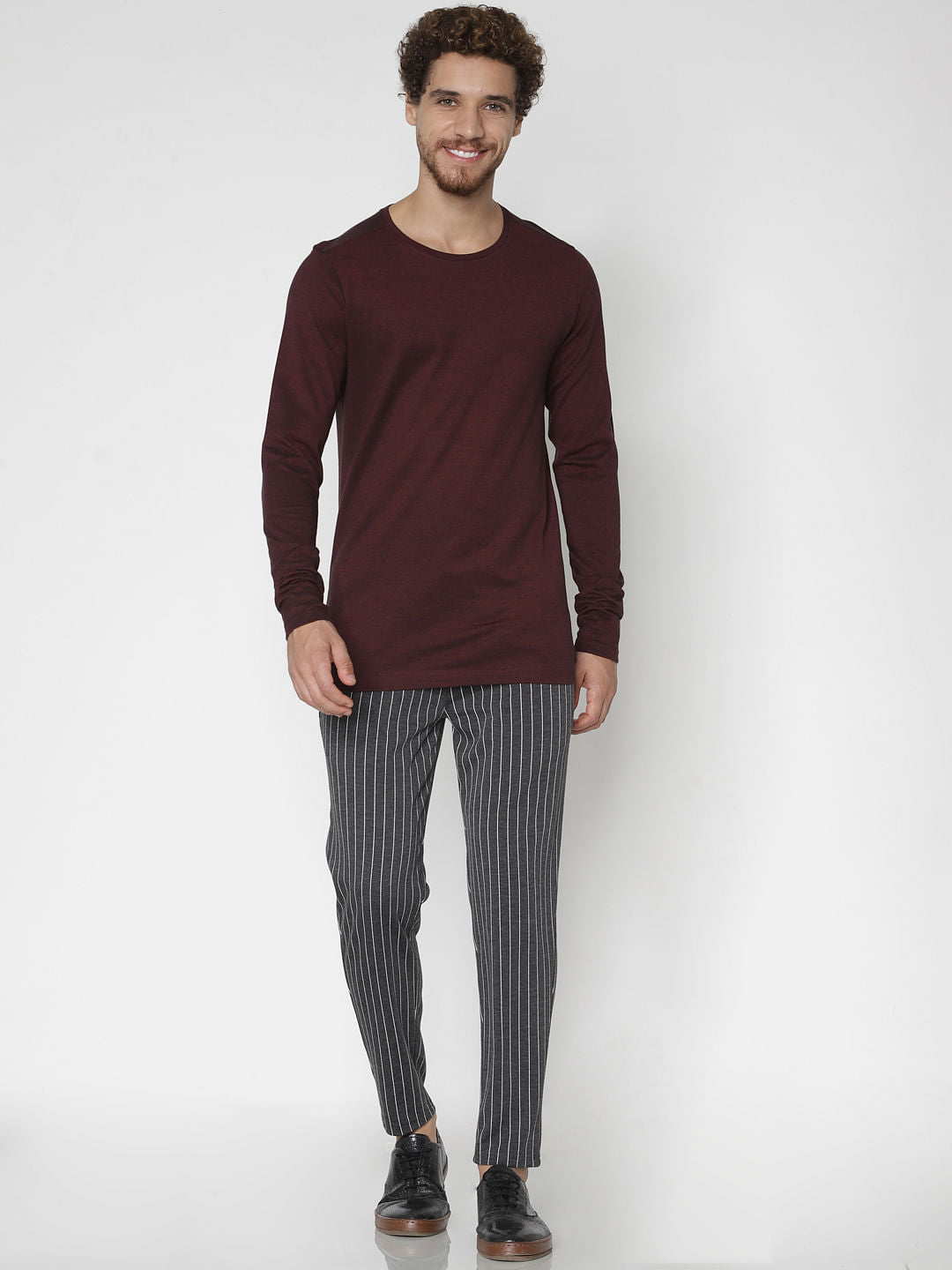 Maroon Knit Crew Neck T-shirt