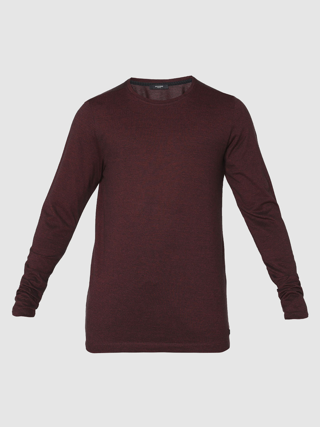 Maroon Knit Crew Neck T-shirt