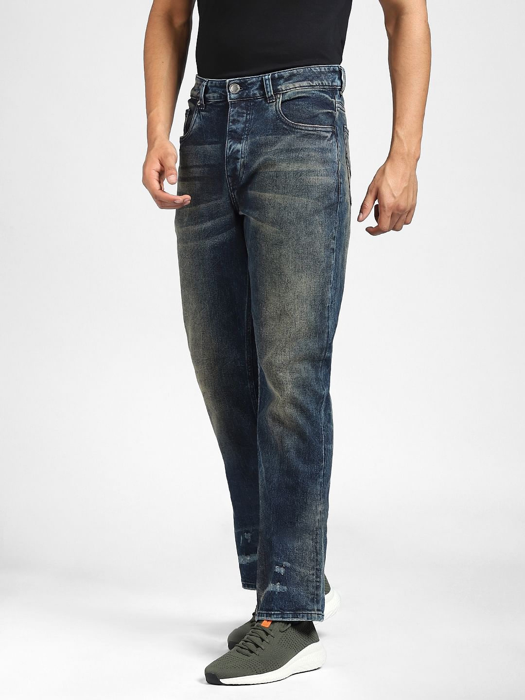 Dark Blue High Rise Washed Bootcut Jeans