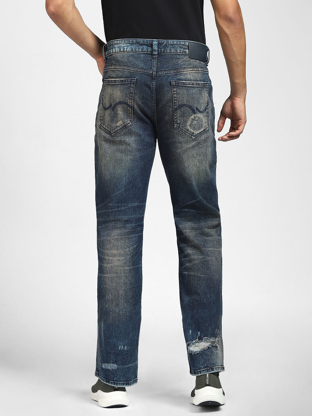 Dark Blue High Rise Washed Bootcut Jeans