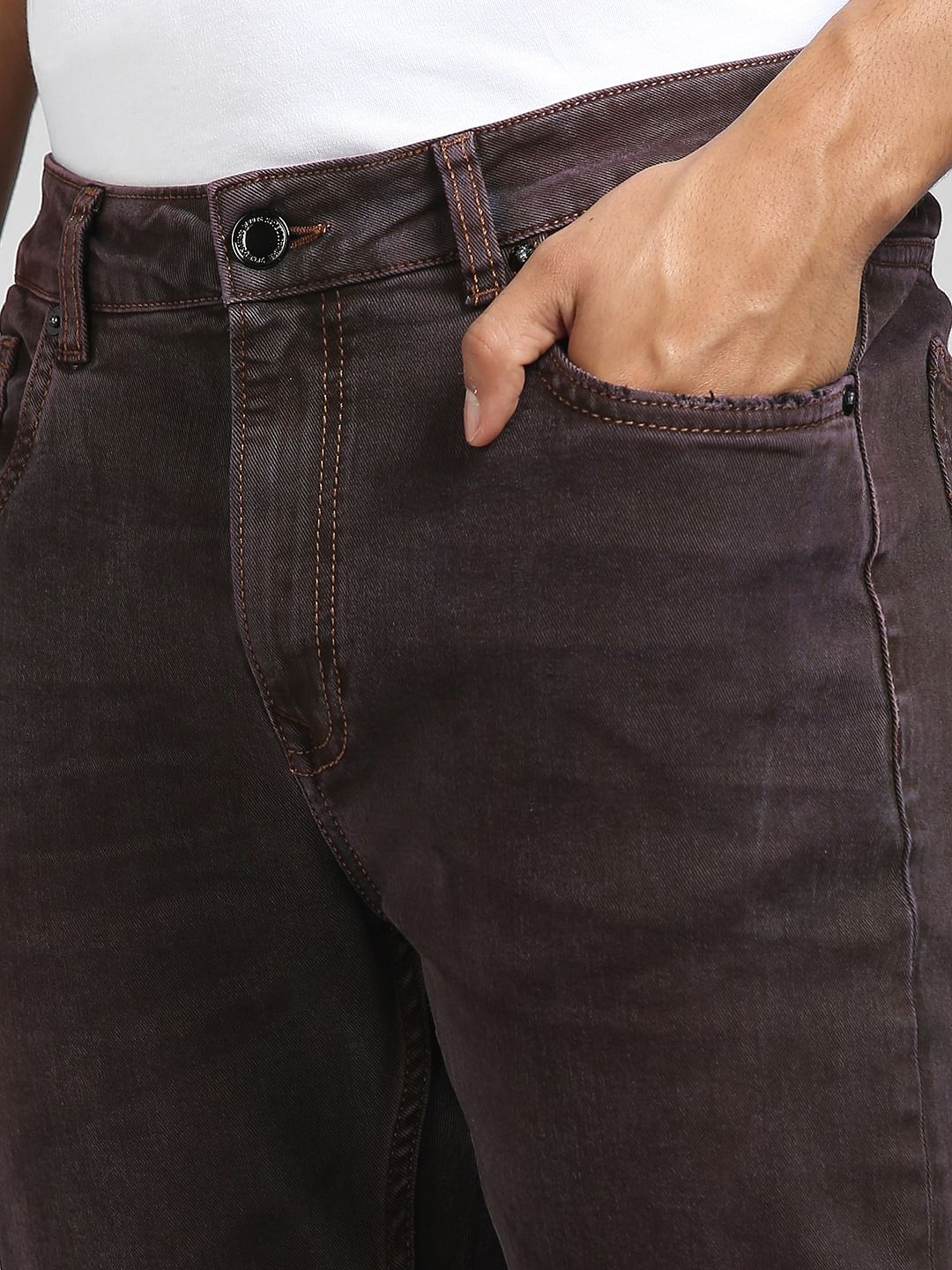 Burgundy Low Rise Ben Skinny Jeans