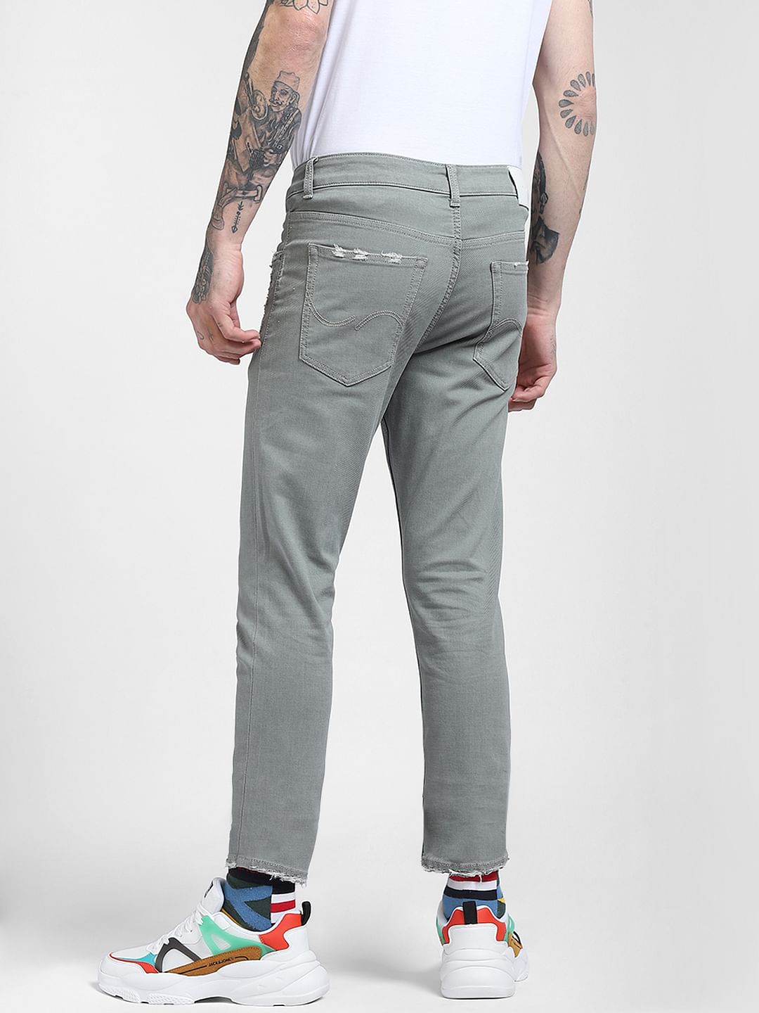 Light Green Low Rise Glenn Ripped Slim Fit Jeans