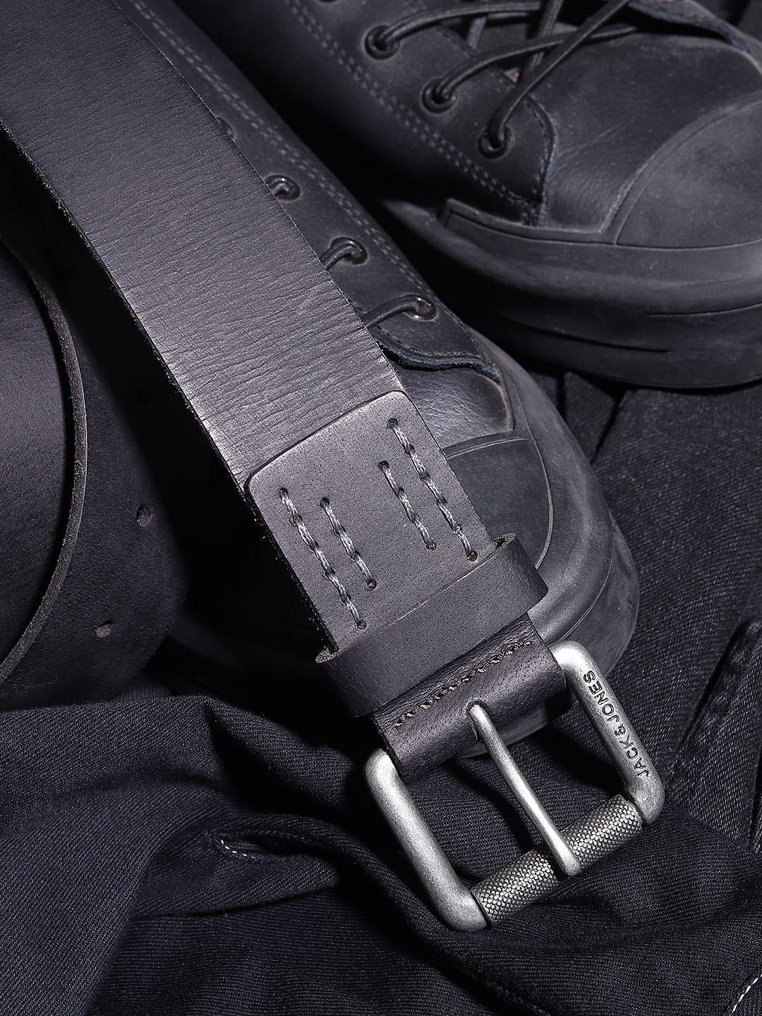 Black Leather Belt - 32
