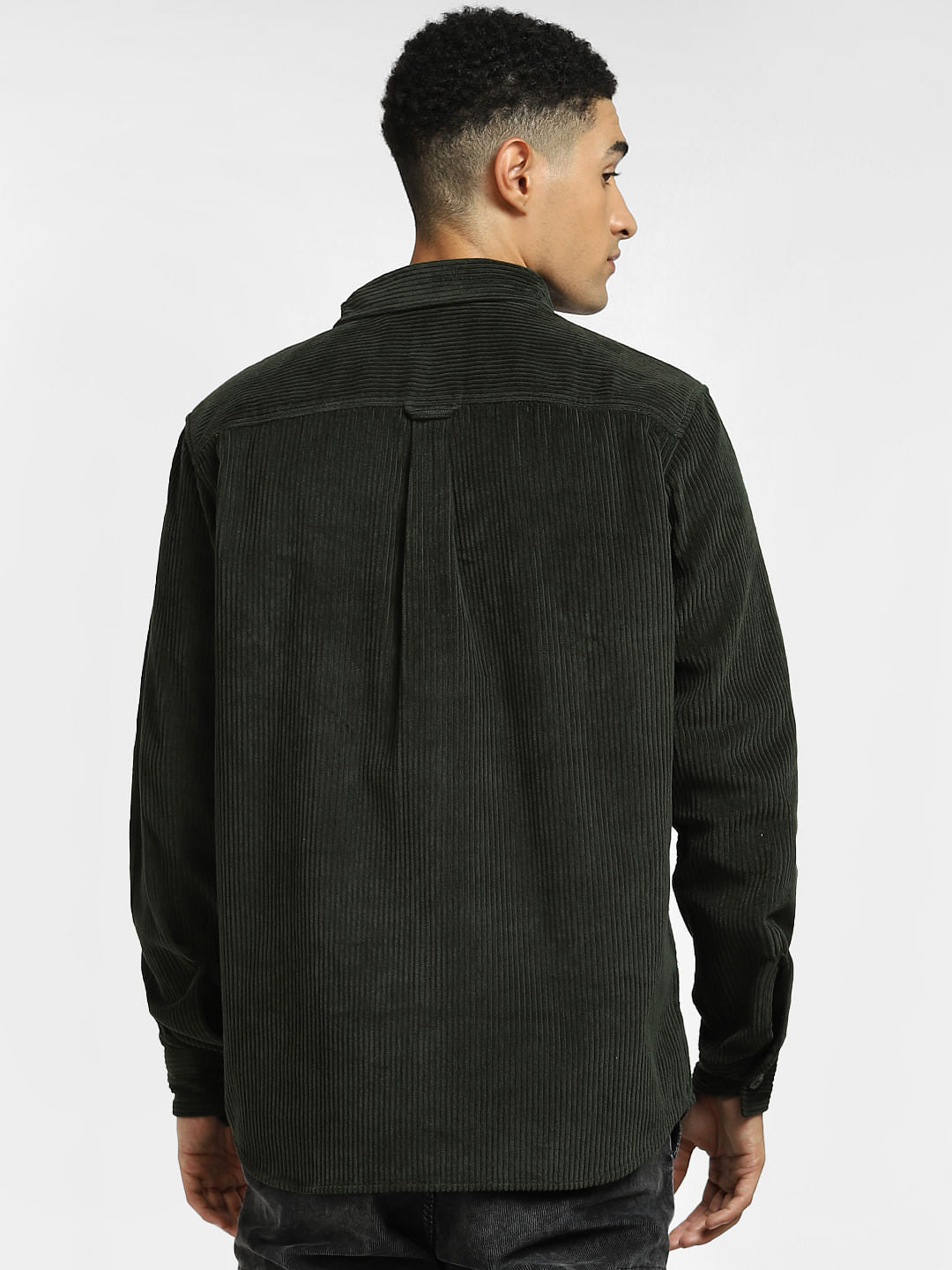 Green Corduroy Full Sleeves Shirt