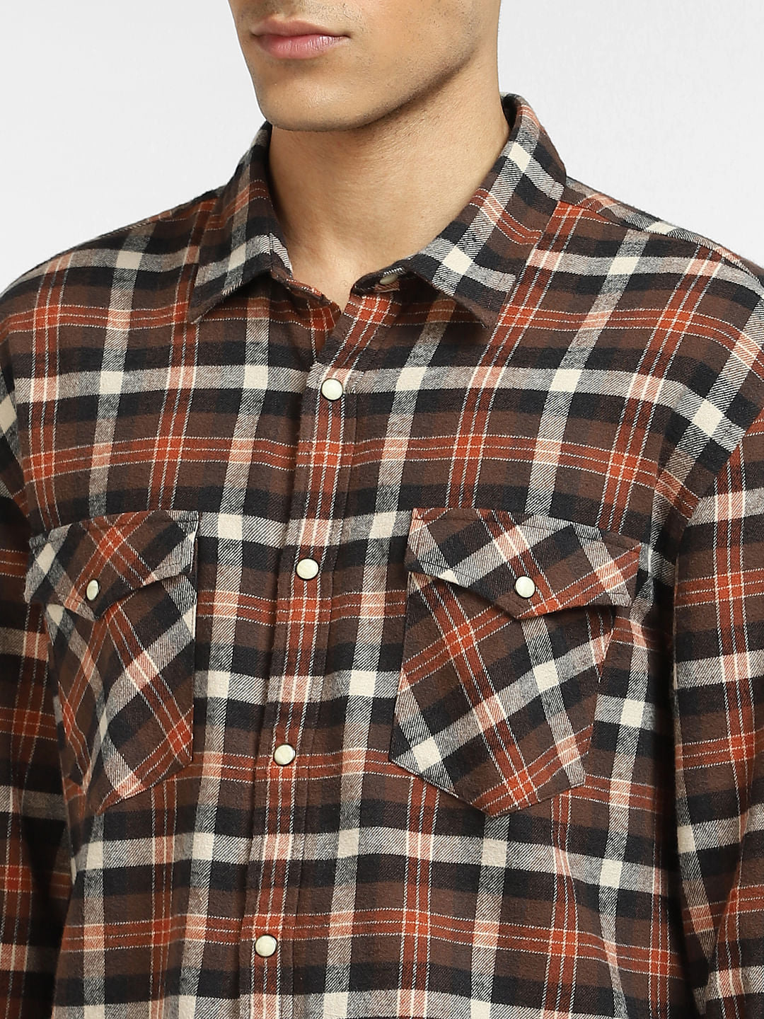 Brown Check Full Sleeves Shirt