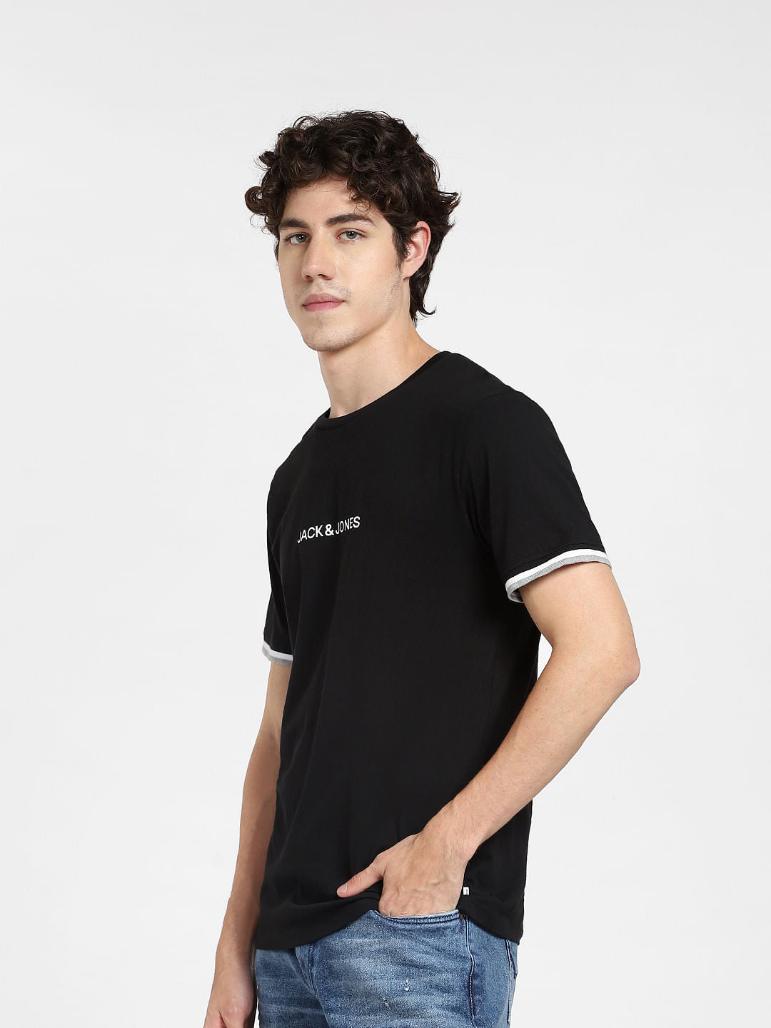 Black Logo Print Crew Neck T-shirt