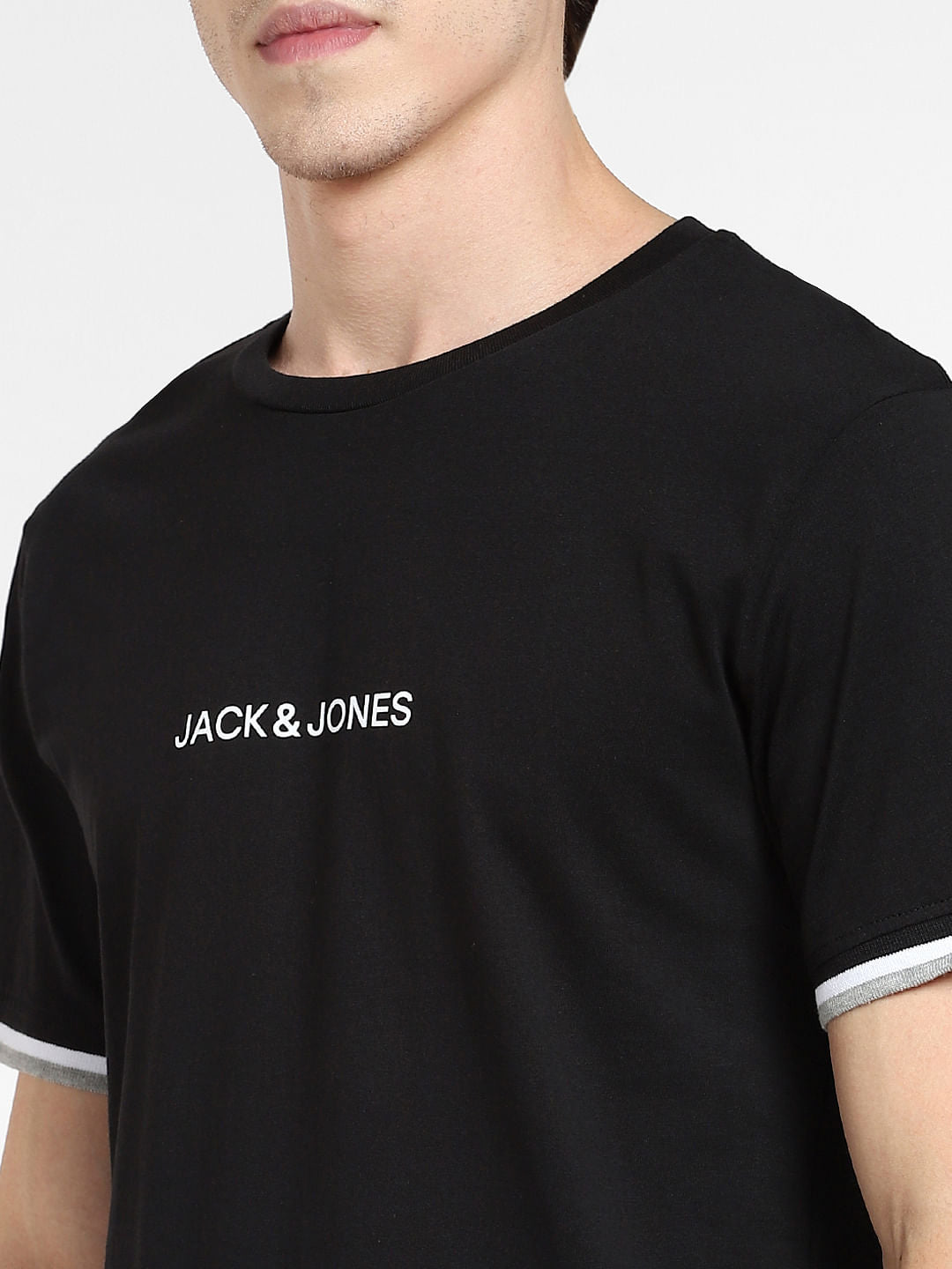 Black Logo Print Crew Neck T-shirt