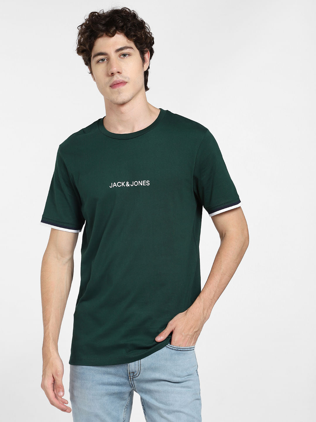 Green Logo Print Crew Neck T-shirt