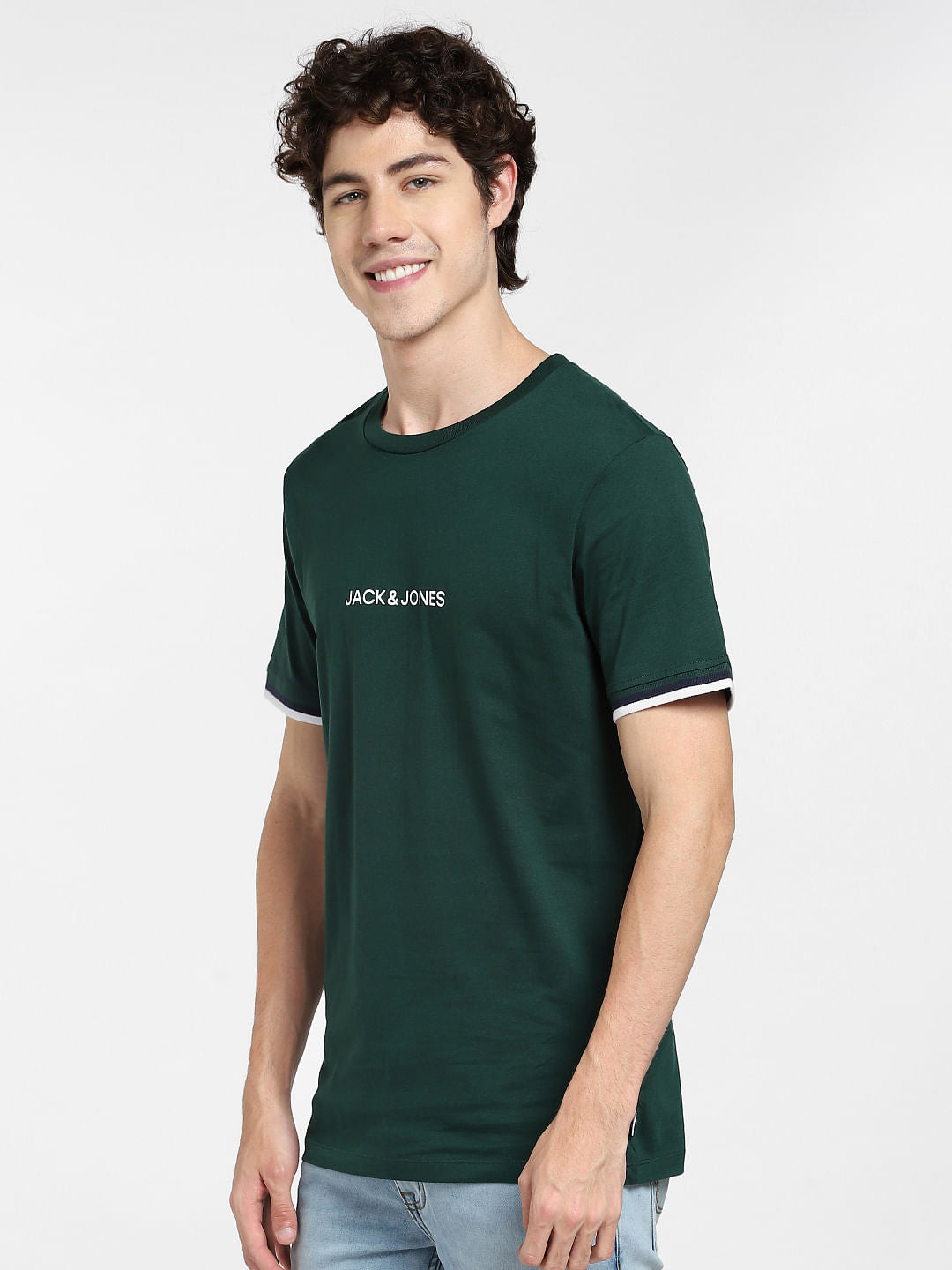 Green Logo Print Crew Neck T-shirt
