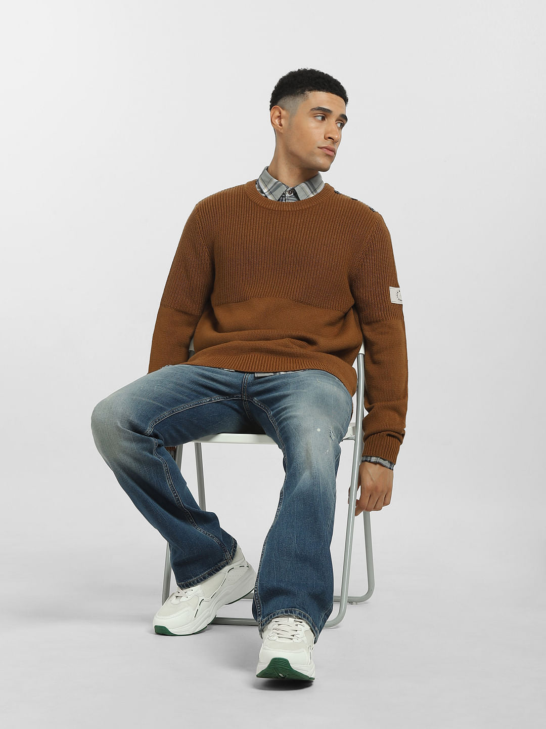 Brown Textured Pullover