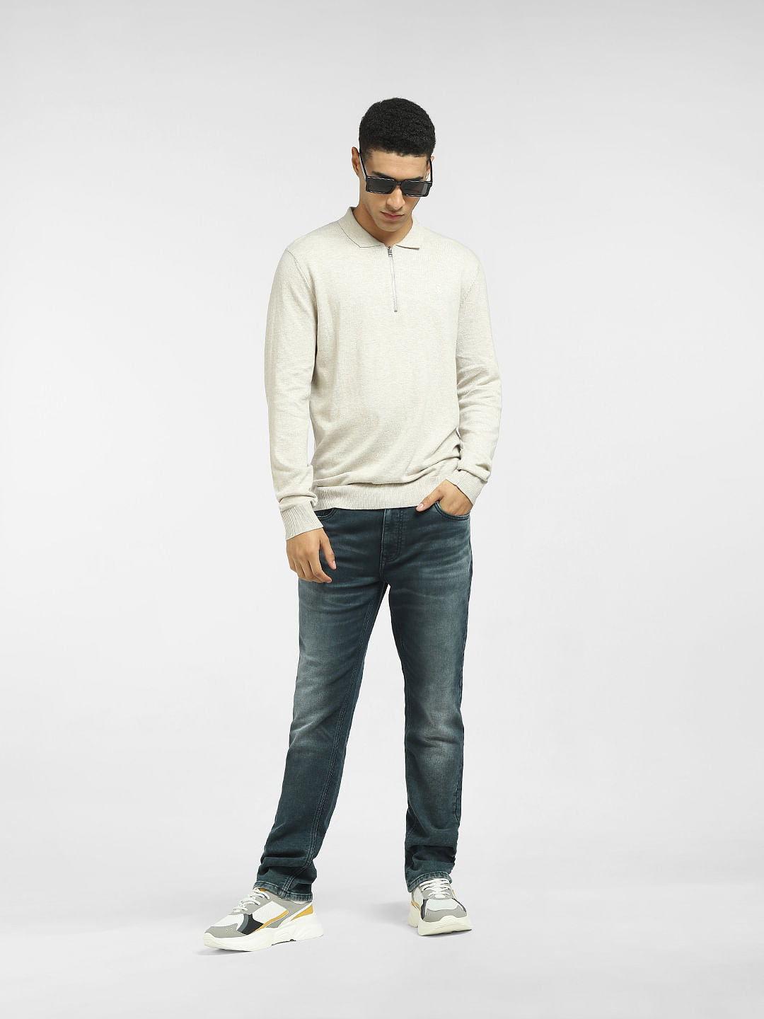 Beige Polo Neck Pullover