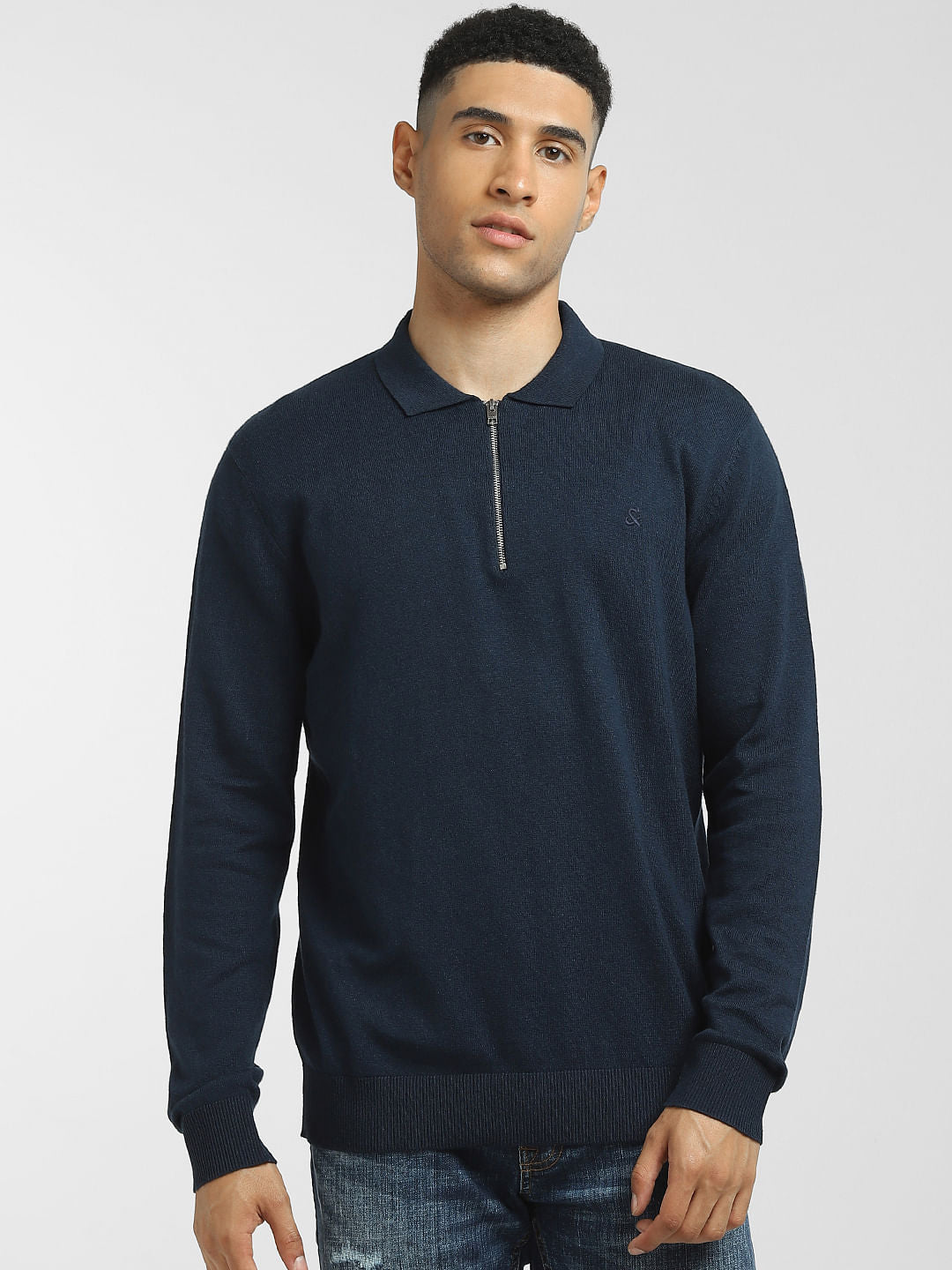 Navy Blue Polo Neck Pullover