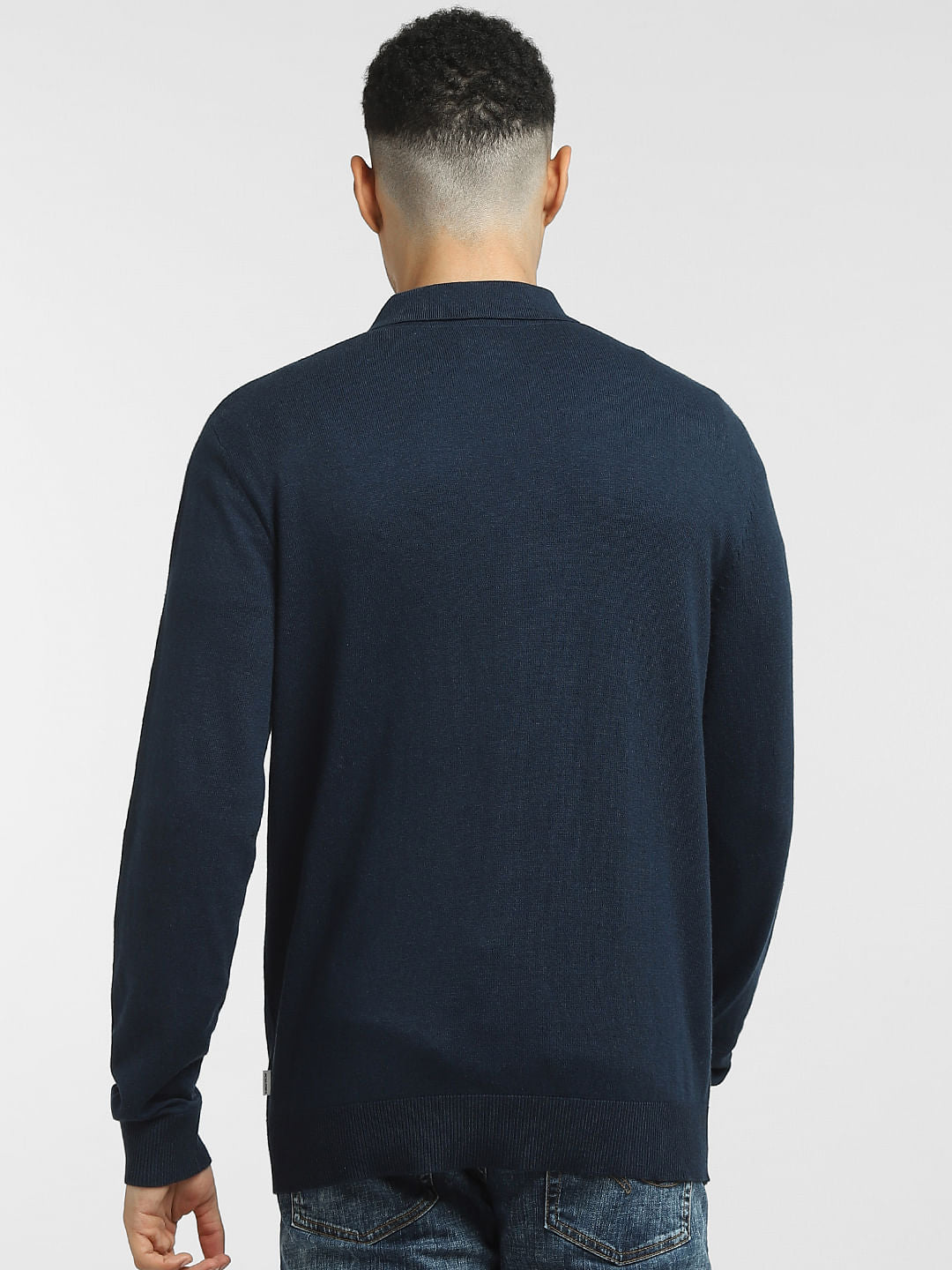 Navy Blue Polo Neck Pullover