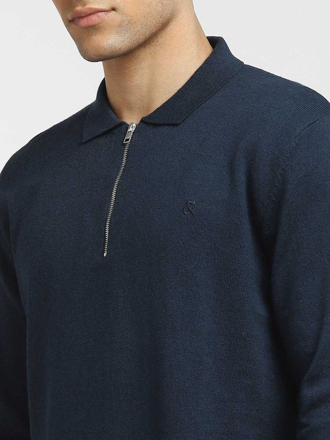 Navy Blue Polo Neck Pullover