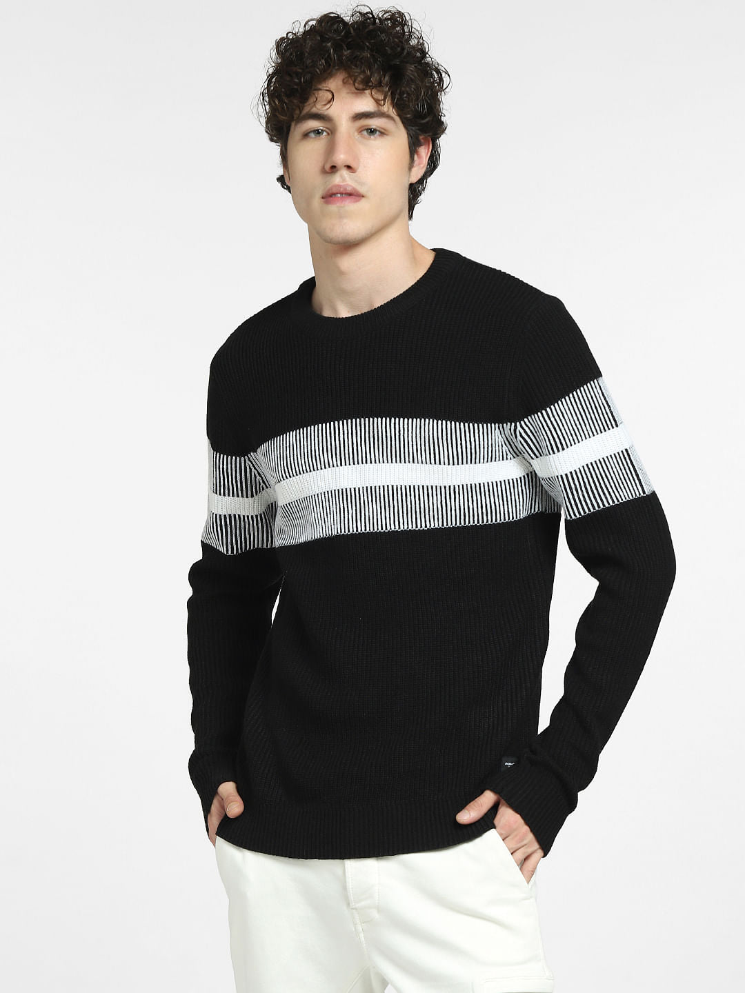 Black Striped Pullover