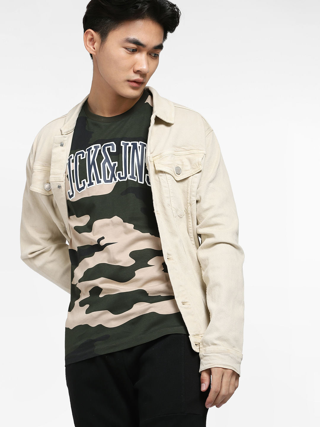 Green Camo Print Crew Neck T-shirt