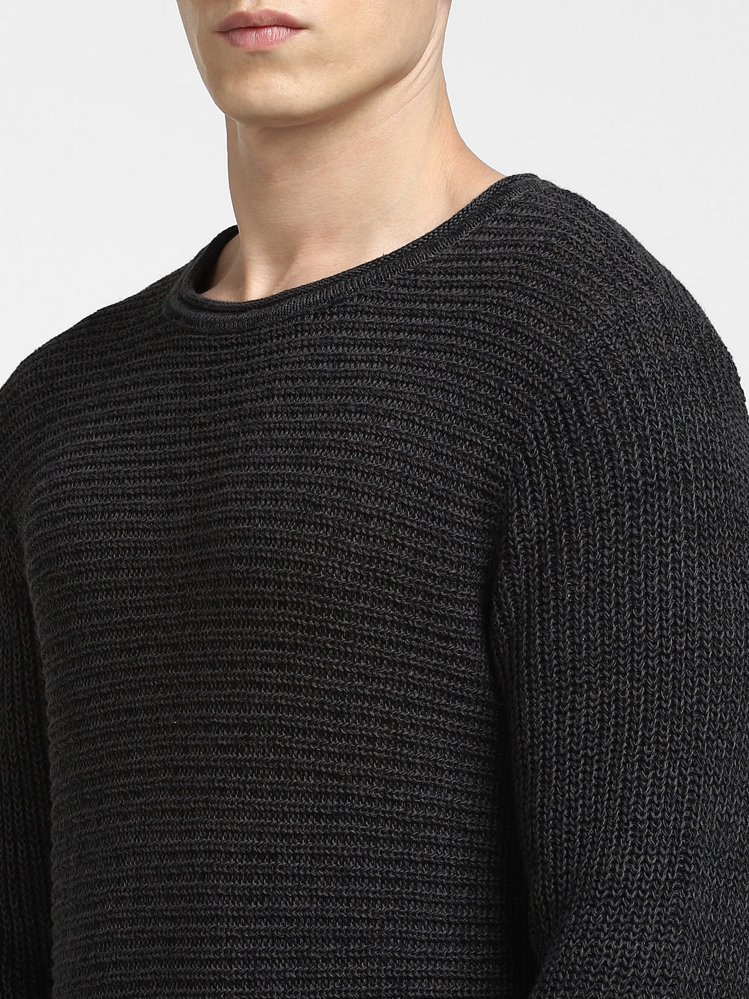 Black Textured Pullover